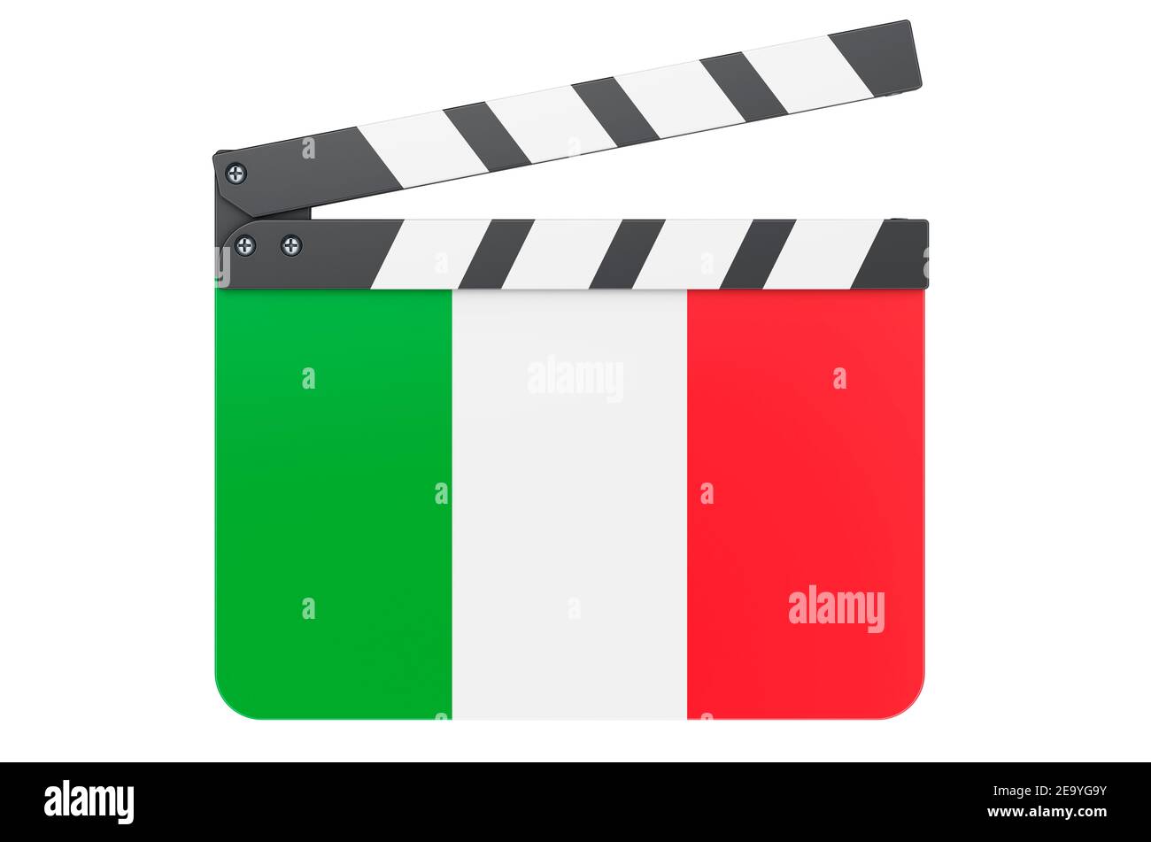 Movie clapperboard with Italian flag, film industry concept. 3D rendering isolated on white background Stock Photo