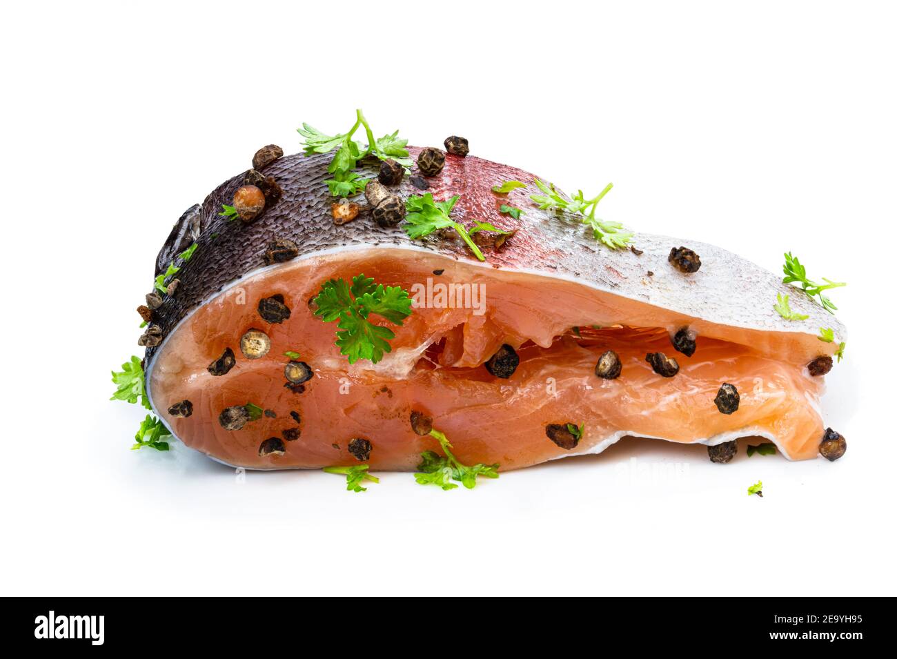 Fresh salmon fillet isolated on white background Stock Photo - Alamy
