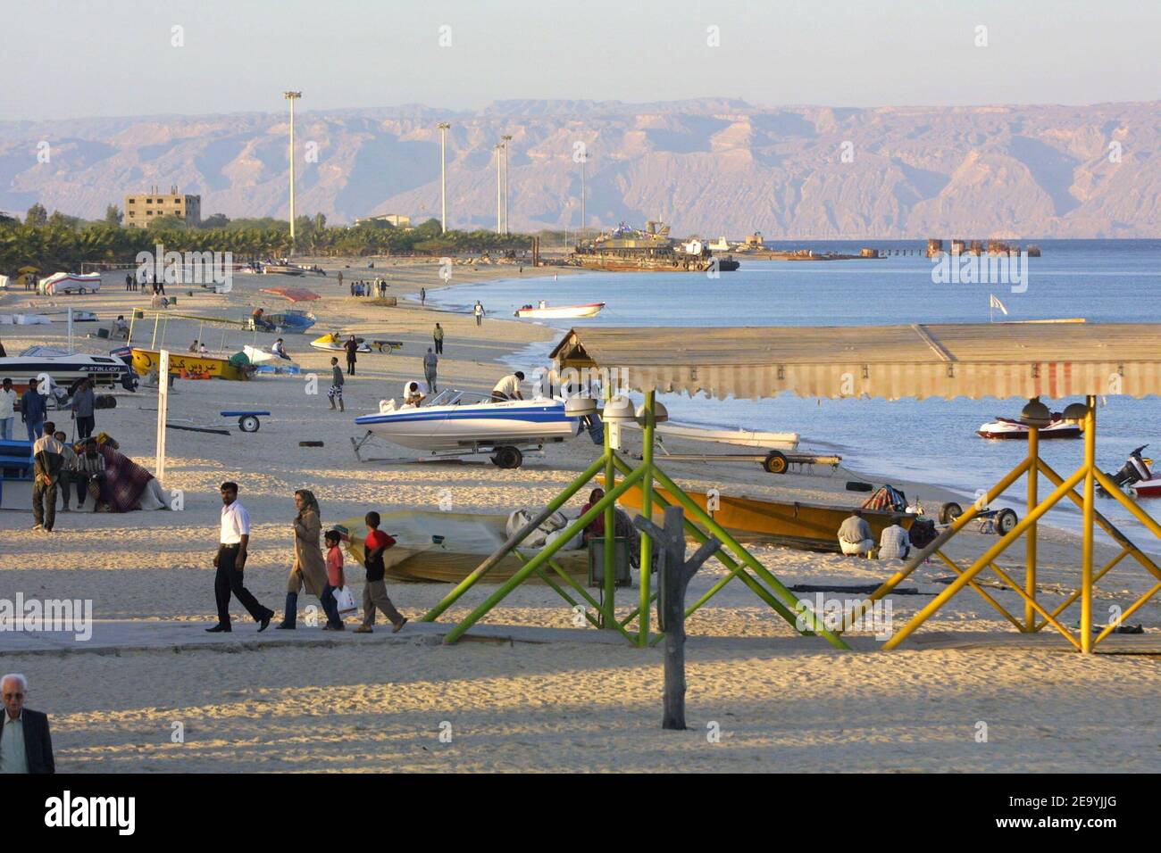 A beach of Iran's island Kish, in the Persian Gulf, 12 kilometres off the Iranian coasts, in April 2004. Photo by Orand-Viala/ABACA. Stock Photo