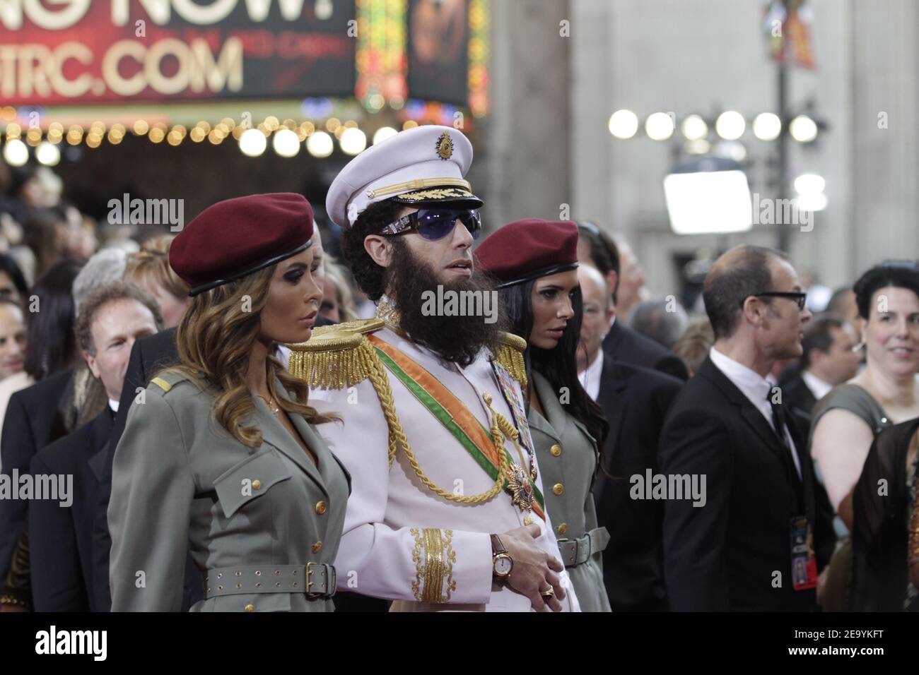 OSCARS - Red Carpet - Sacha Baron Cohen dressed as Admiral General Aladeen, the dictator of the fictional Republic of Wadiya on the red carpet during the 84th Academy Awards in Los Angeles on February 26, 2012. Photo by Francis Specker Stock Photo