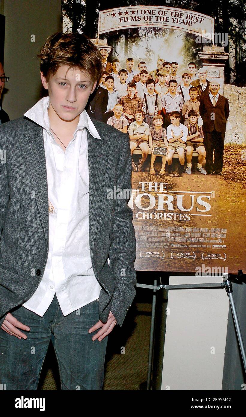 French cast member Jean Baptiste Maunier poses at the US Premiere of French  blockbuster film 'The Chorus' (Les Choristes), held at the Florence Gould  Hall theatre (Alliance Francaise) in New York City,
