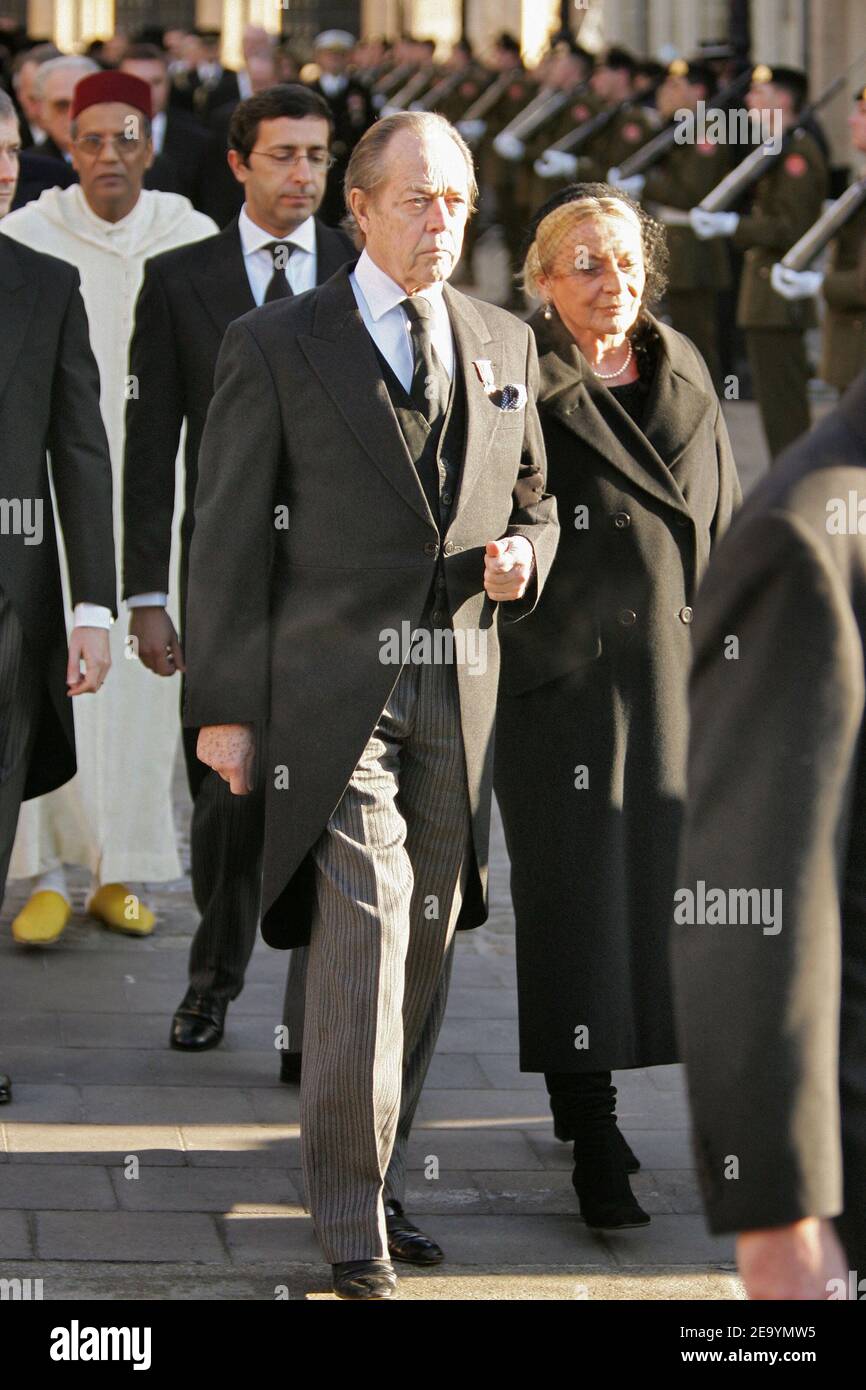 France's Prince Henri of Orleans and his wife, Micaela COUSINO y QUINONES de LEON, attend the funeral of Grand Duchess Charlotte of Luxemburg in Luxemburg on January 15, 2005. The Grand Duchess died of lung cancer at age 77, on January 10, 2005. Photo by Klein-Nebinger/ABACA. Stock Photo