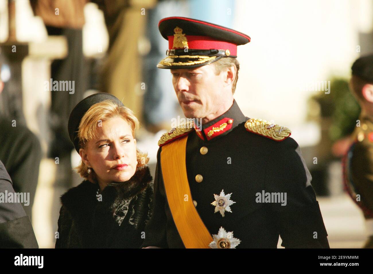 Grand Duke Henri and Grand Duchess Maria Teresa of Luxemburg attend the funeral of Grand Duchess Charlotte of Luxemburg in Luxemburg on January 15, 2005. The Grand Duchess died of lung cancer at age 77, on January 10, 2005. Photo by Klein-Nebinger/ABACA. Stock Photo