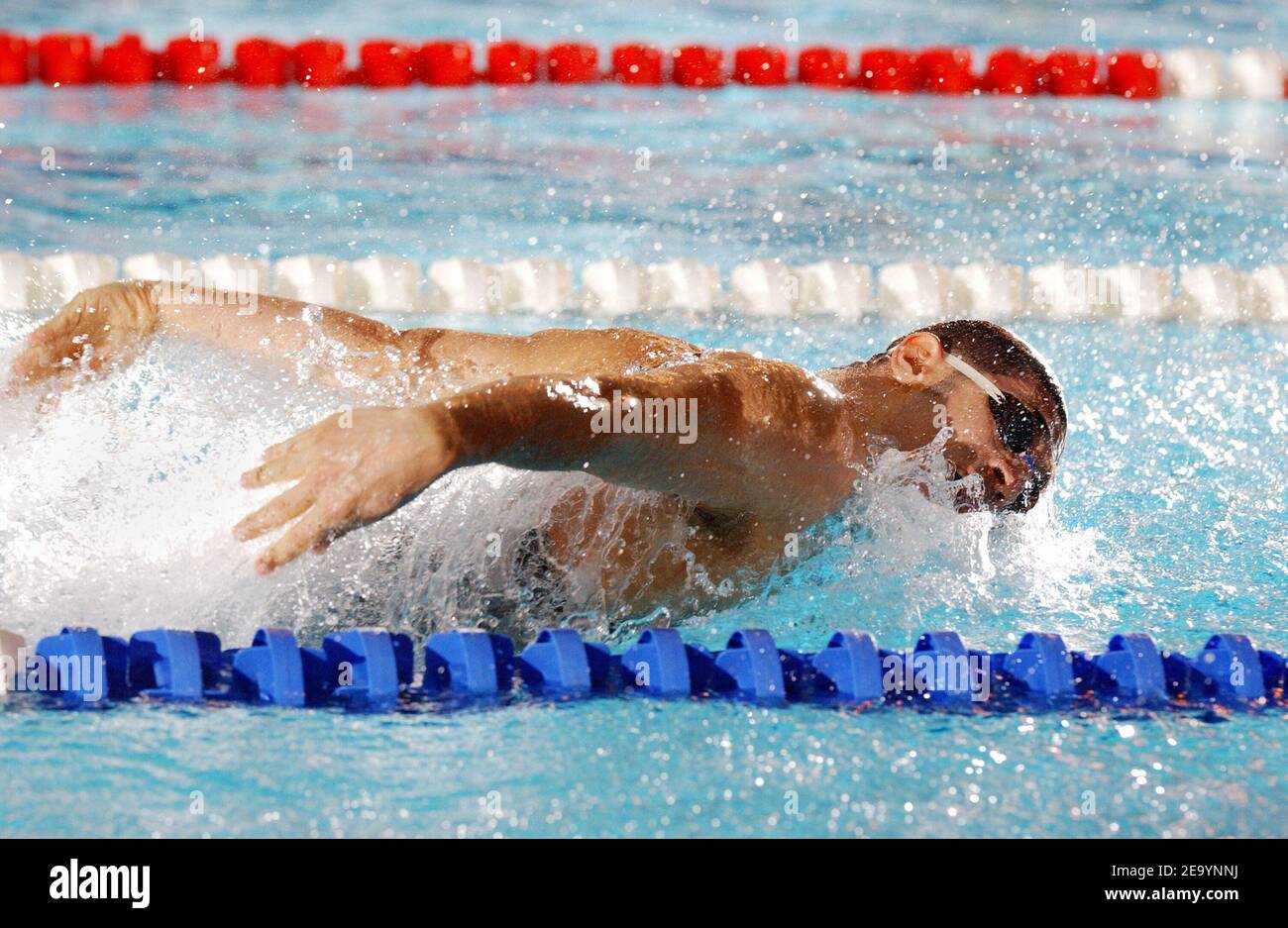 Franck Esposito (200 m butterfly men) during the French swimming championships in Dunkerque on January 16, 2005. Photo by Nicolas Gouhier/Cameleon/ABACA. Stock Photo