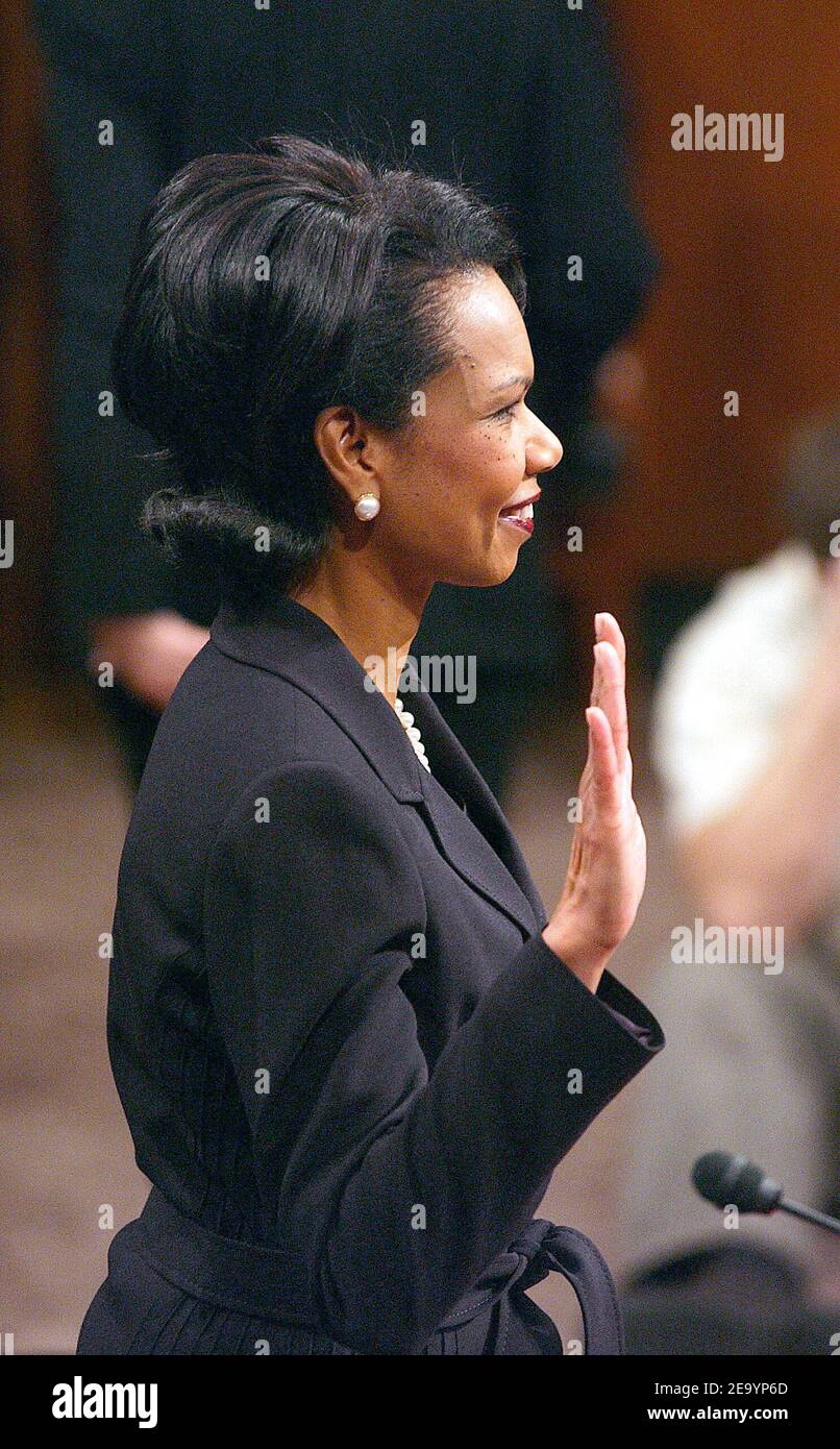 Confirmation hearing on the nomination of Condoleezza Rice to be Secretary of State at the Capitol in Washington DC, USA on Tuesday January 18, 2005. Photo by Olivier Douliery/ABACA. Stock Photo