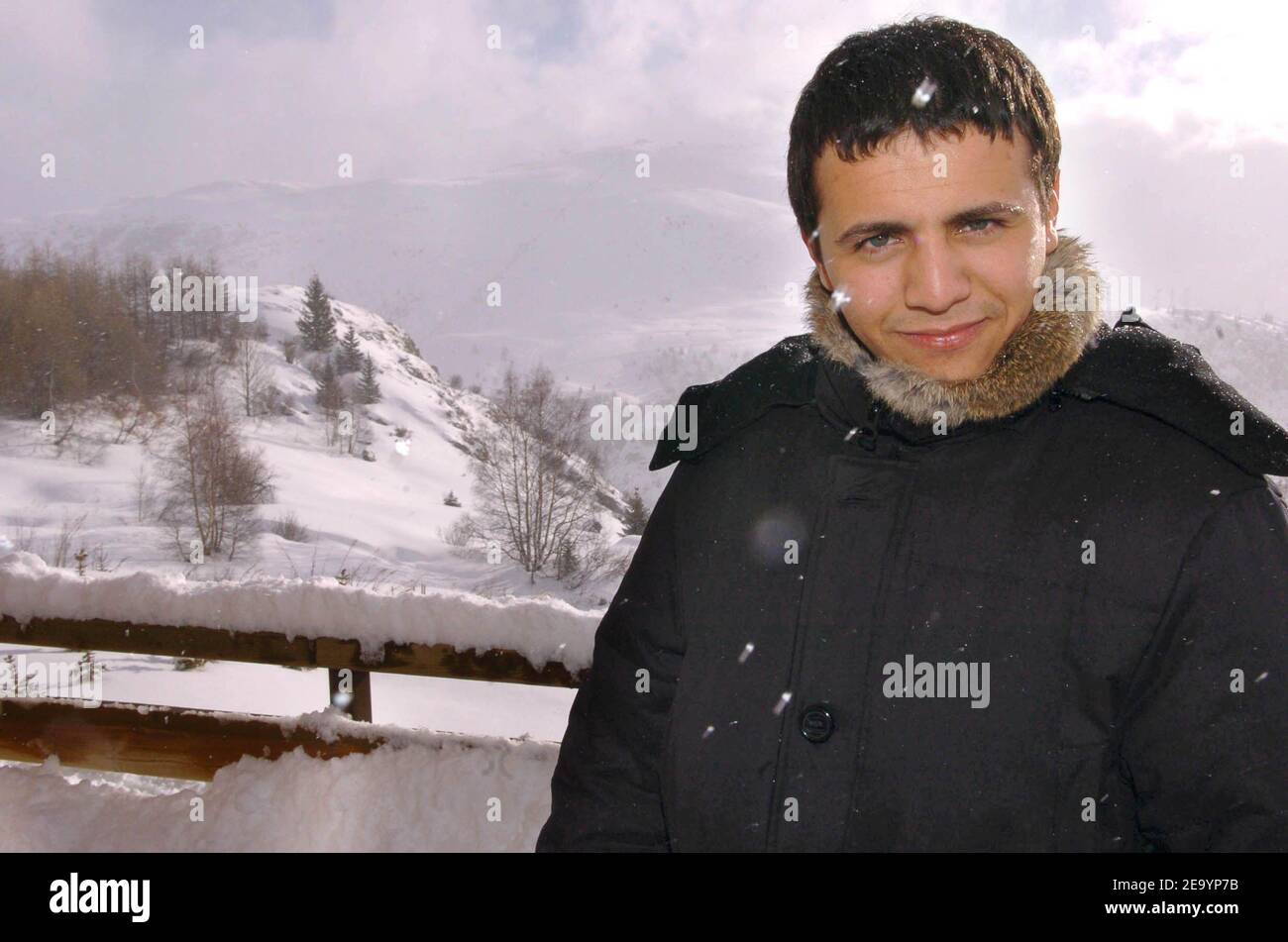 French rai singer and actor Faudel poses at a photocall for his movie 'Bab El Web' directed by Merzak Allouache during the 'Festival du Film de Comedie' in l'Alpe d'Huez, France on January 19, 2005. Photo by Bruno Klein/ABACA Stock Photo