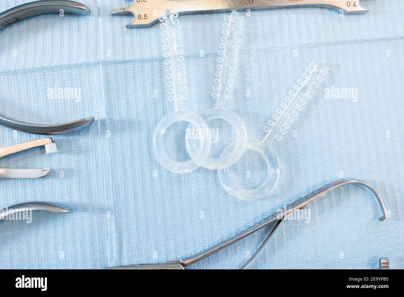 Dental tools and elastics for orthodontic treatment Stock Photo Alamy