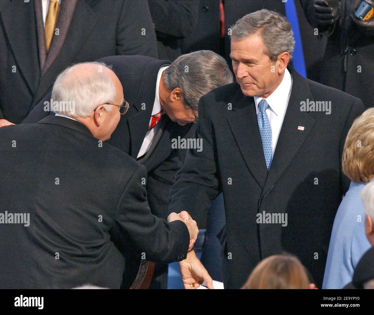 Vice President Dick Cheney, left, greets President George W. Bush ...