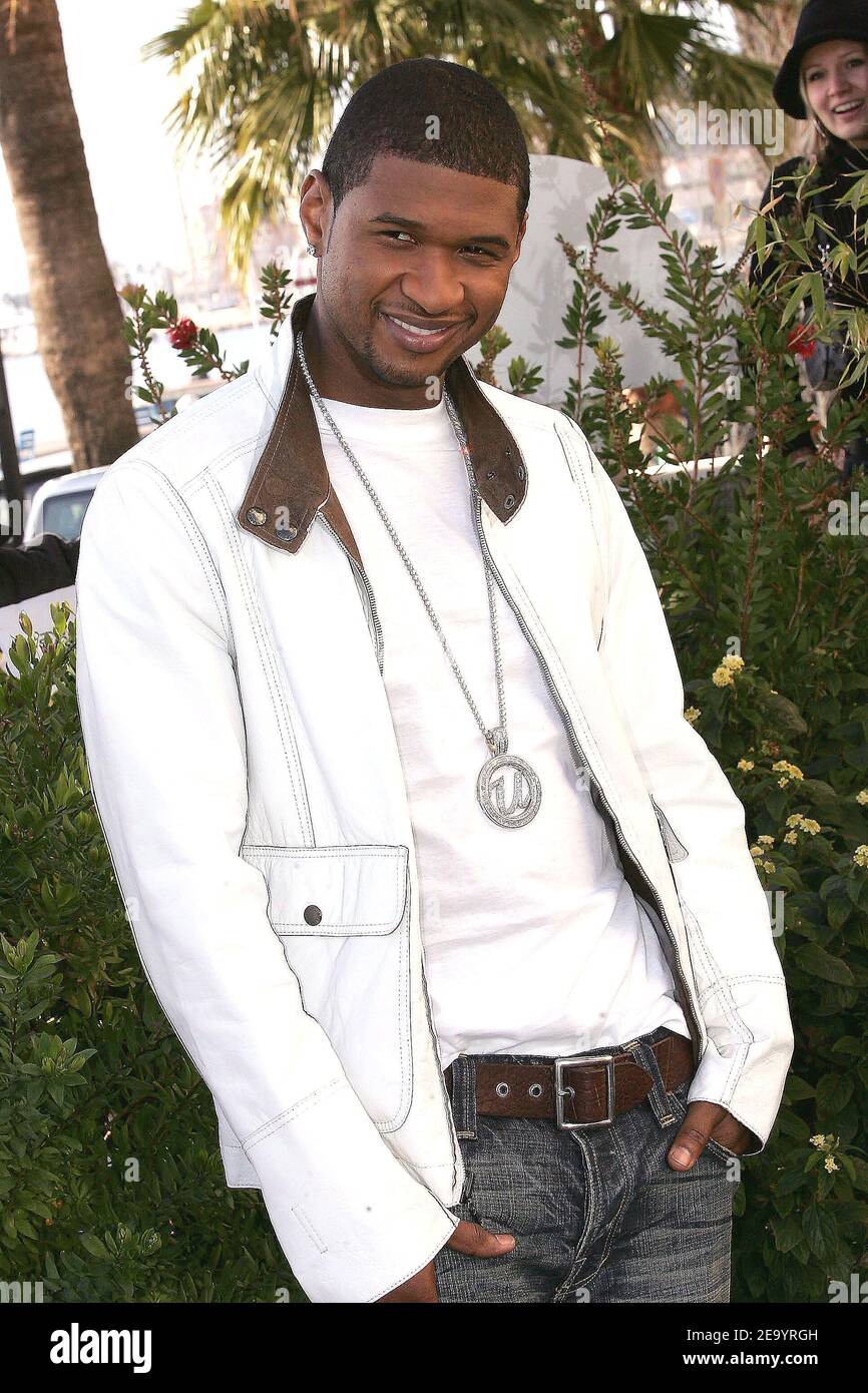 US rap singer Usher poses for the photographers before the opening of the  NRJ Music Awards at the Carlton Hotel in Cannes, France on January 22,  2005. Photo by Klein-Nebinger/ABACA Stock Photo -
