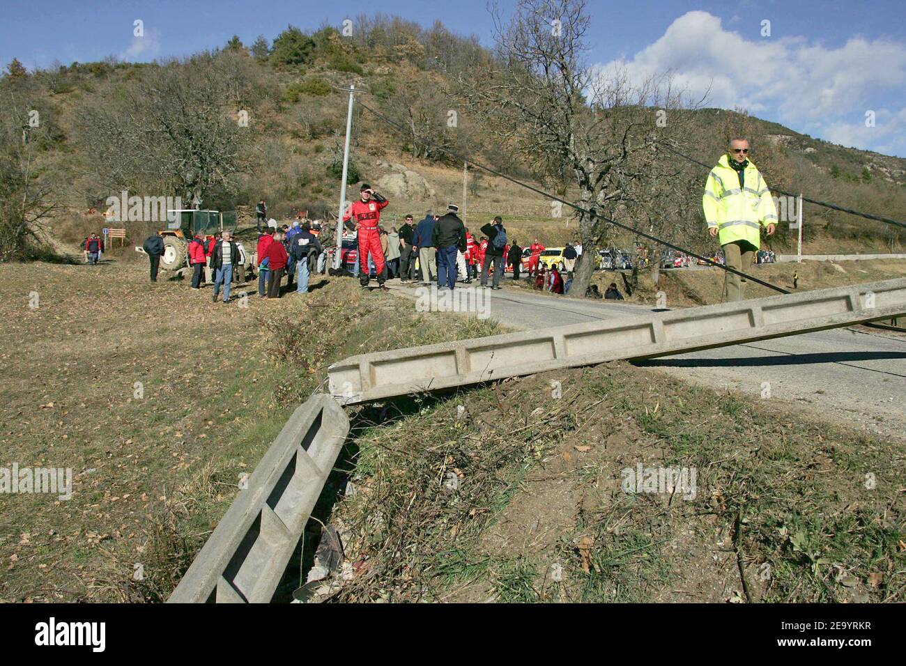 Place of accident of belgian driver Francois Duval, Citroën Xsara WRC during the Monte Carlo Rally, MC on Januar, 22, 2005. Photo by Jean-Marc Pastor/Cameleon/ABACA. Stock Photo
