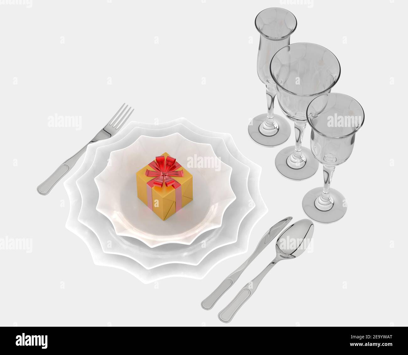 Christmas dinner plate. 3d rendering - illustration Stock Photo