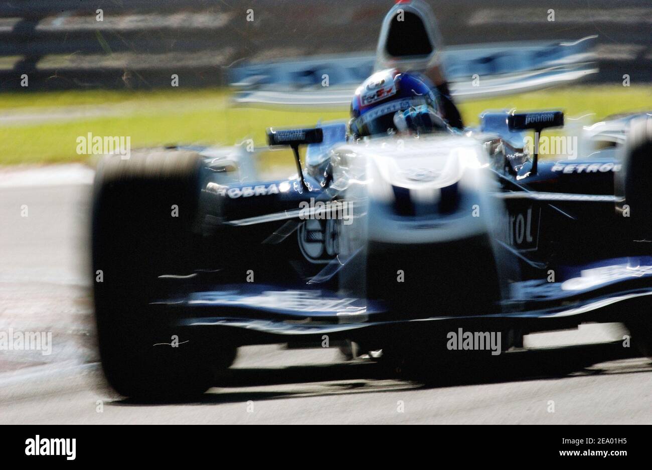 Colombian Formula 1 driver Juan Pablo Montoya (Williams team) during the formula 1 Grand Prix in Monza, Italy, on September 12, 2004. Photo by Thierry Gromik/ABACA. Stock Photo