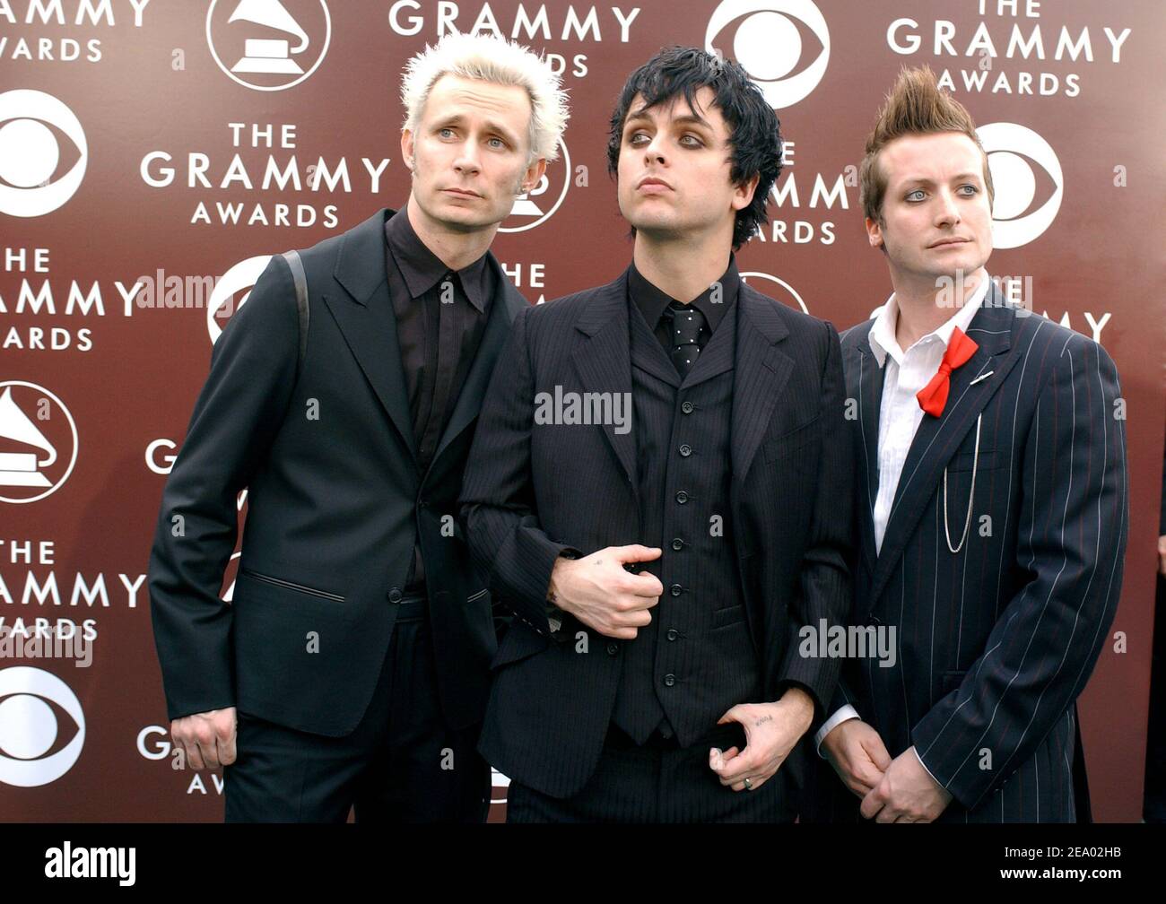 Music group Green Day attends the 47th Annual Grammy Awards in Los Angeles, CA on February 13, 2005. Photo by Hahn-Khayat/ABACA. Stock Photo