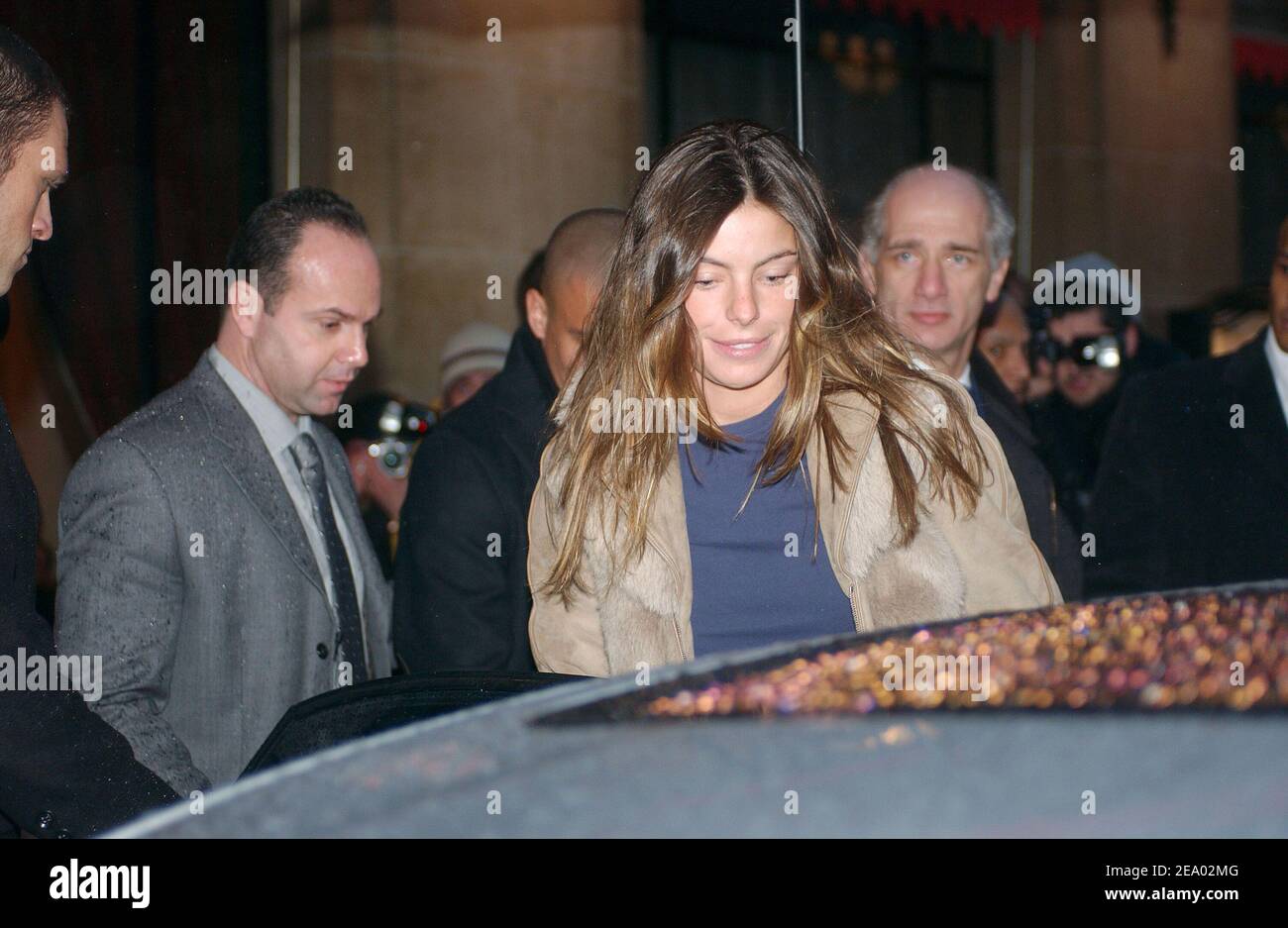 Brazilian football player Ronaldo set to marry Brazilian model Daniela Cicarelli at the Chateau de Chantilly in France on February 14, 2005. They leave Plaza Athenee hotel in Paris, France to go at Chateau de Chantilly for the evening party. Photo by Gorassini-Hounsfield-Klein-Mousse-Zabulon/ABACA. Stock Photo