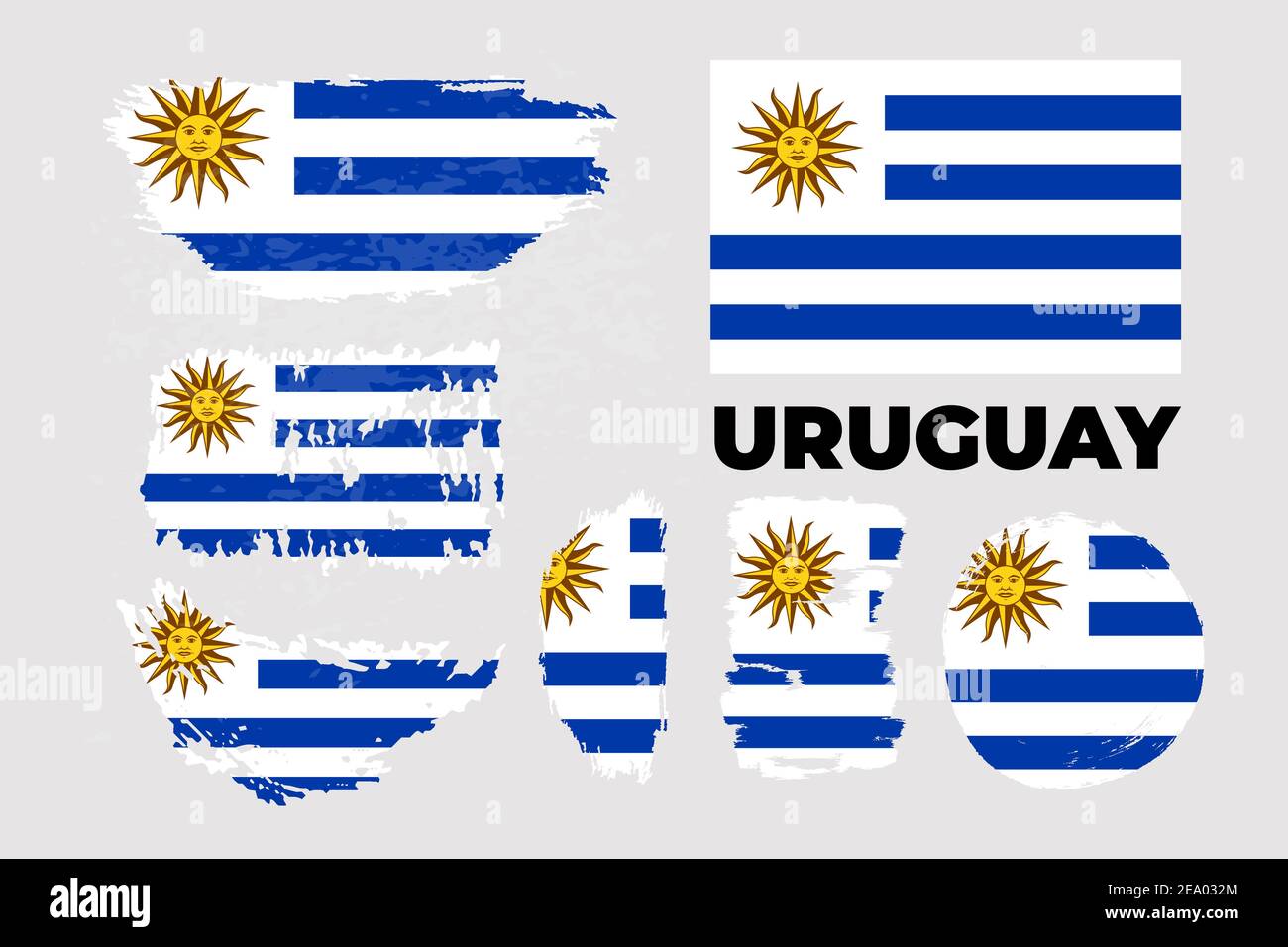 Flag of Uruguay, Oriental Republic of Uruguay. Template for award design Stock Vector