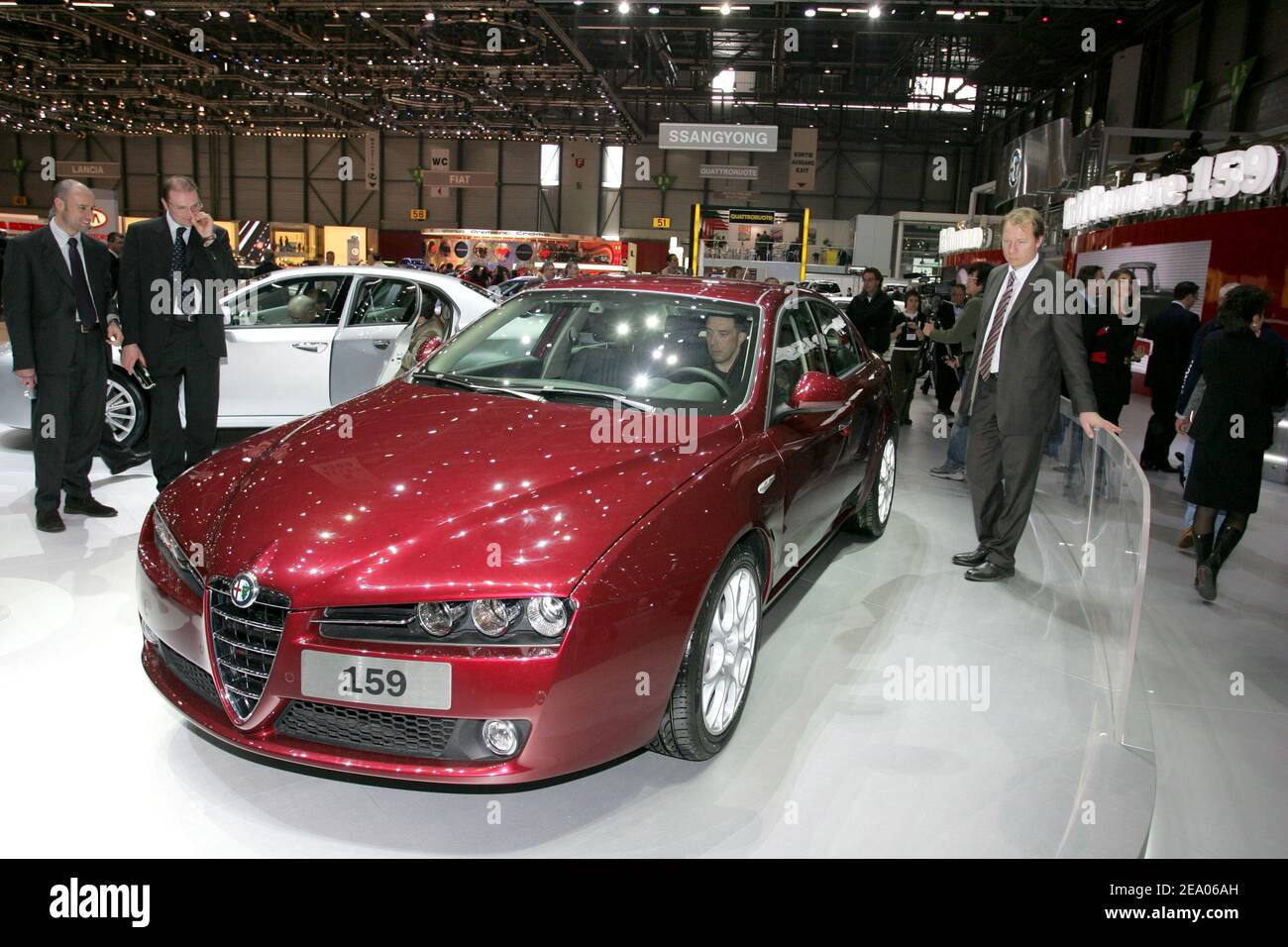The new Alfa Romeo 159 is on display during its first world presentation at  the 75th Geneva motor show in Geneva, Switzerland, on March 2, 2005. Photo  by Laurent Zabulon/ABACA Stock Photo - Alamy