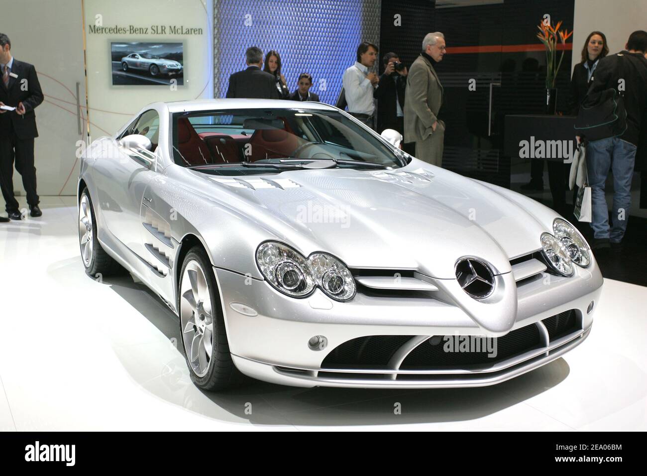 The Mercedes-Benz SLR McLaren is displayed at the 75th Geneva motor show in  Geneva, Switzerland, on March 2, 2005. Photo by Laurent Zabulon/ABACA Stock  Photo - Alamy