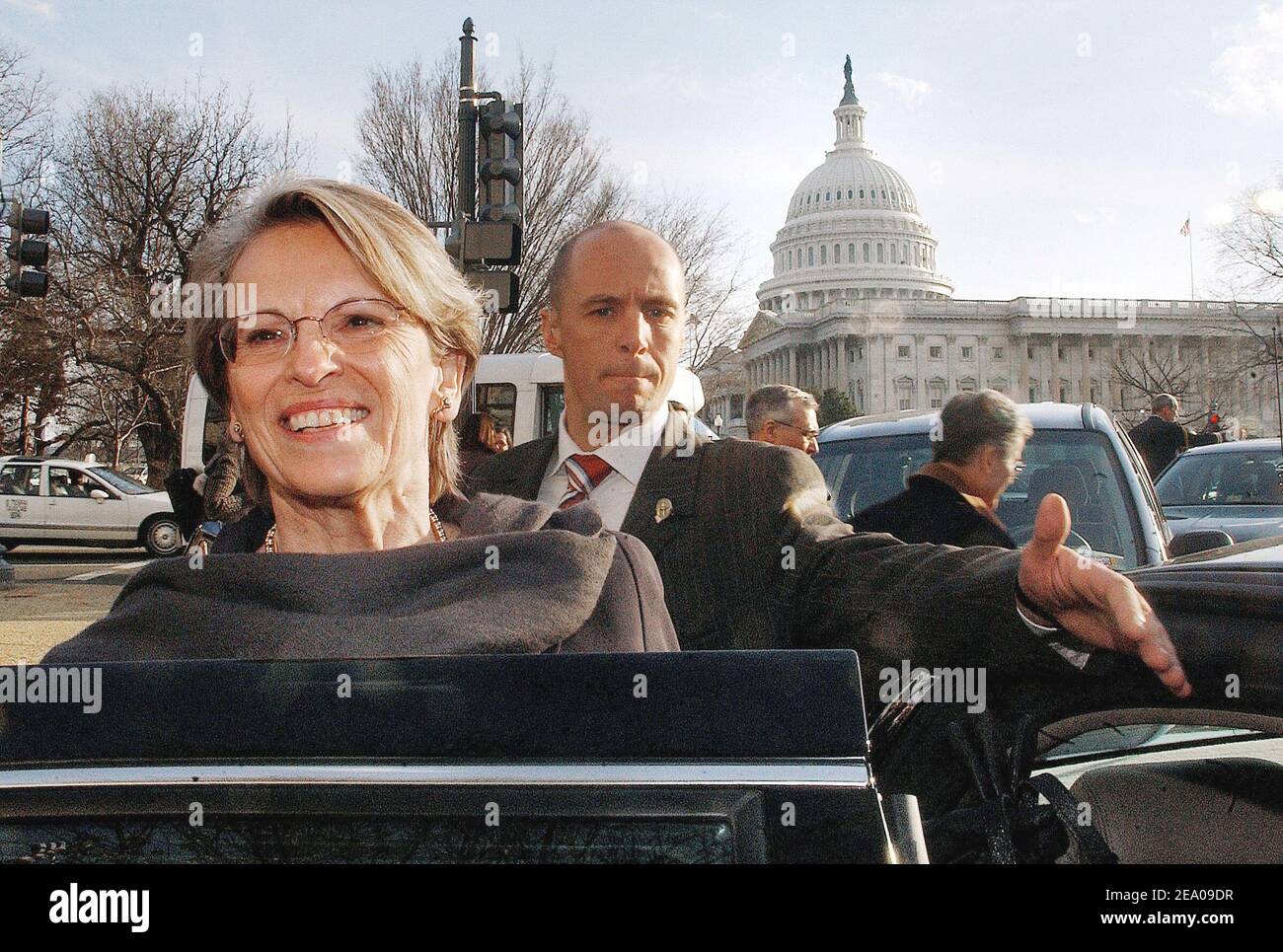 French Defence Minister Michele Alliot-Marie arrives on Capitol Hill in Washington DC, USA, on March 10, 2005, to meet with U.S. Senator John Warner. Photo by Olivier Douliery/ABACA. Stock Photo