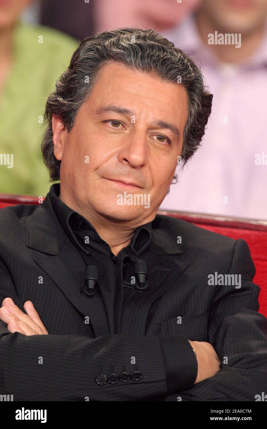French actor Christian Clavier during the taping of Michel Drucker's TV  show 'Vivement Dimanche' at Studio Gabriel in Paris, France, on March 23,  2005. The show is dedicated to Christian Clavier and