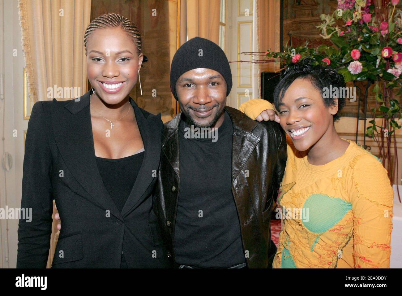 French R&B singers Pearl, Slai and Lynnsha attend a press conference for the 17th 'Open du Coeur' operation at the Senate in Paris, France on March 31, 2005. Photo by Laurent Zabulon/ABACA. Stock Photo