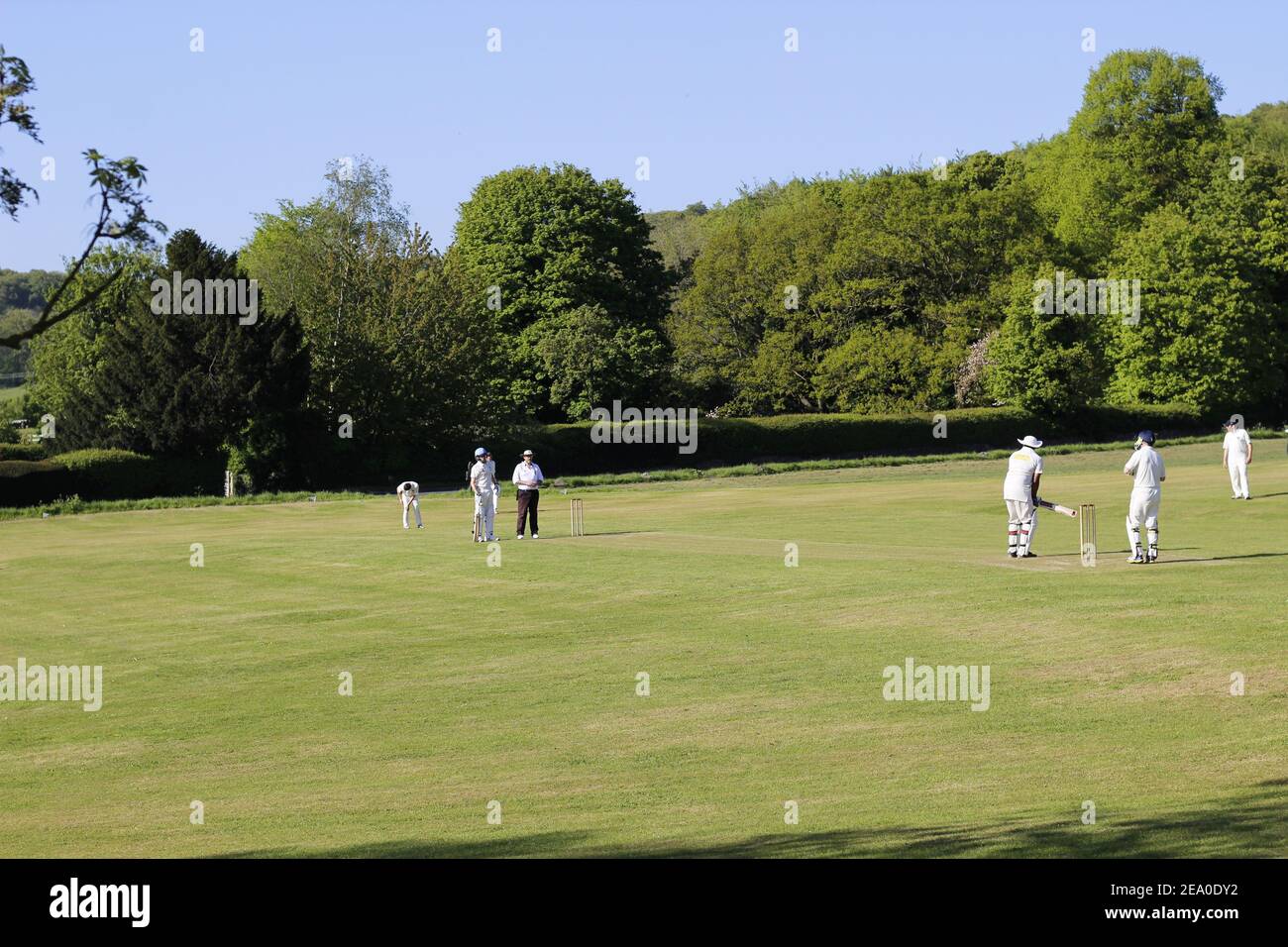 Cricket players in England Stock Photo