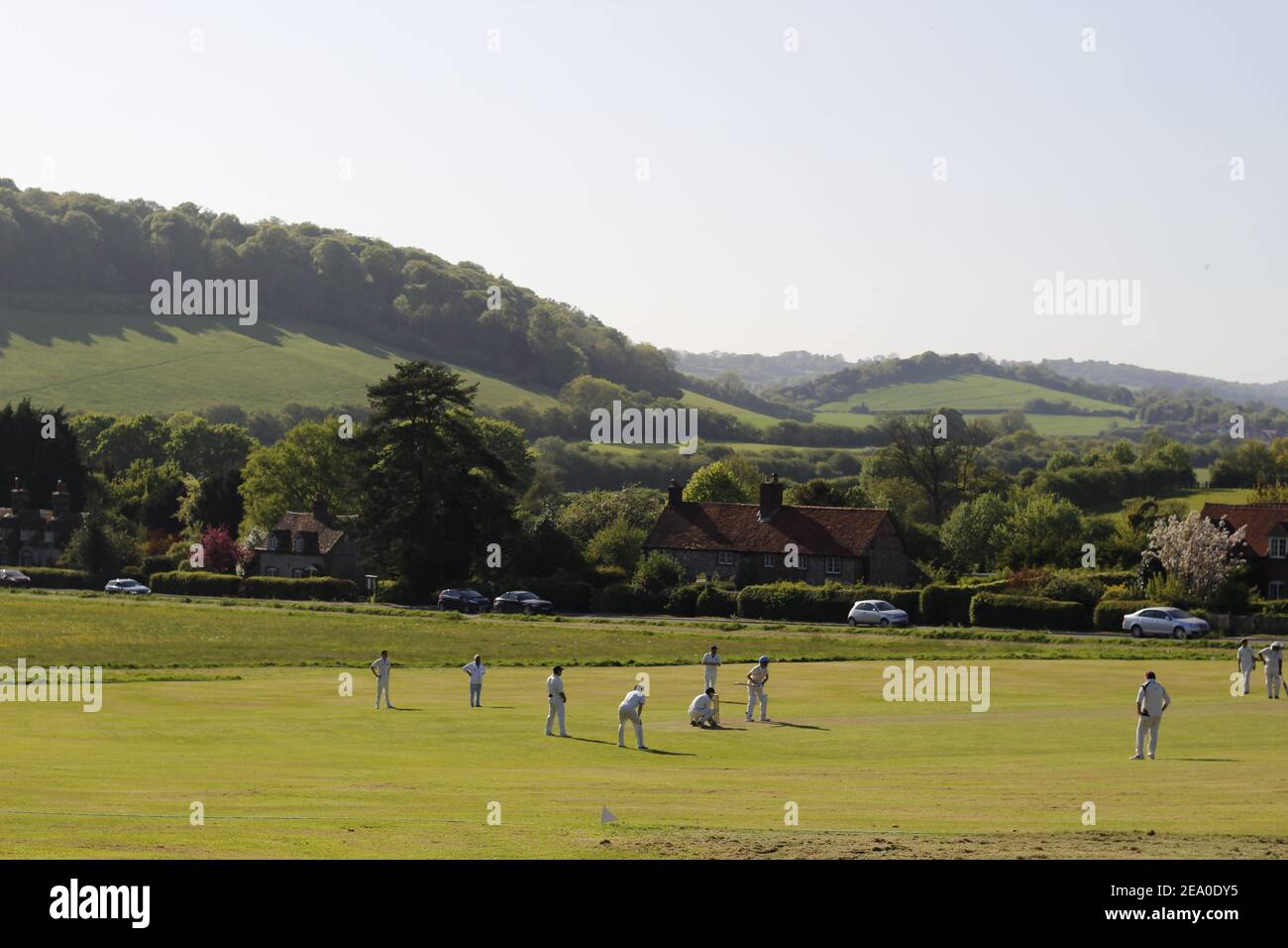 Cricket players in England Stock Photo
