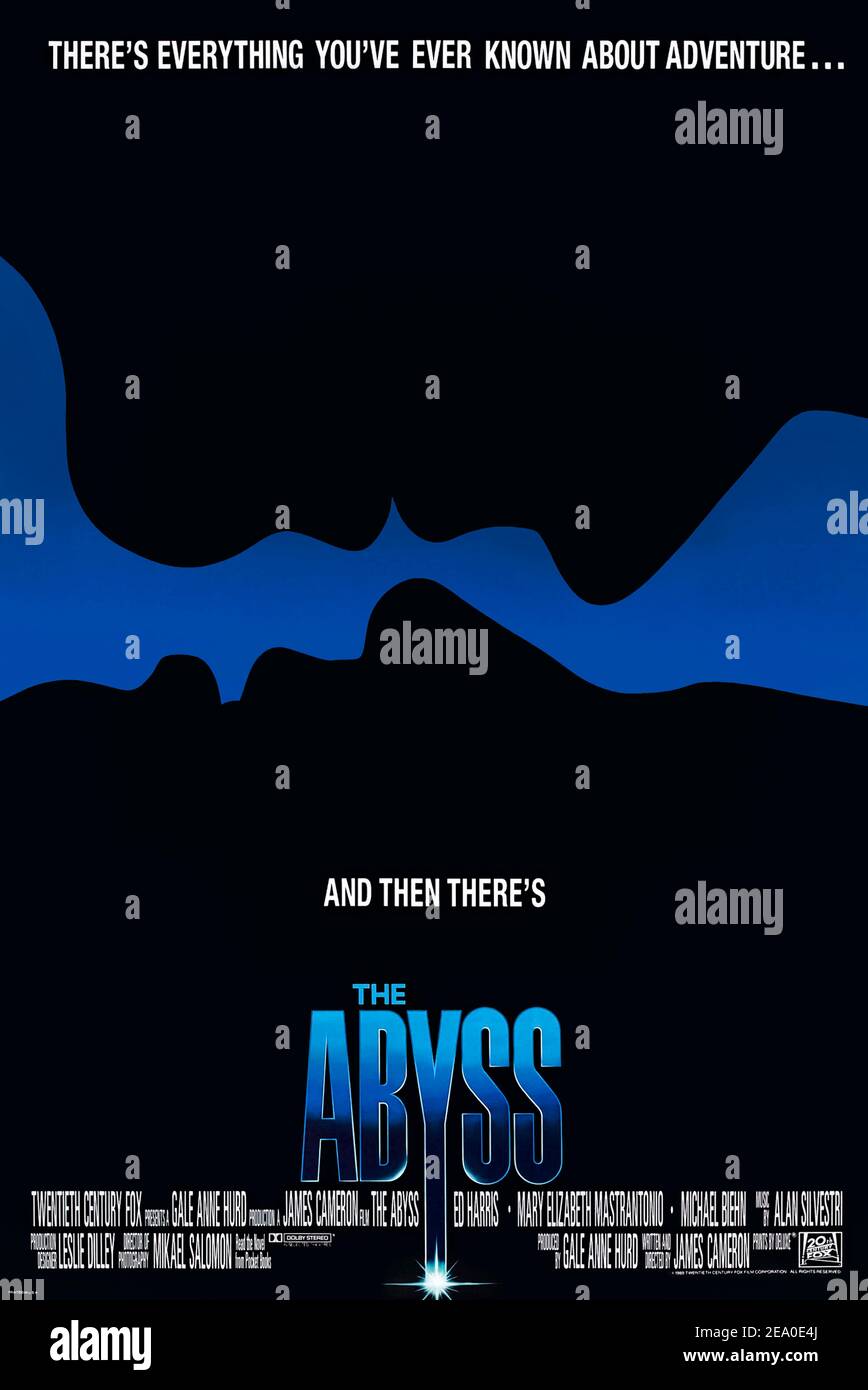 The Abyss (1989) directed by James Cameron and starring Ed Harris, Mary Elizabeth Mastrantonio and Michael Biehn. A civilian diving team is enlisted to search for a lost nuclear submarine and faces danger while encountering an alien aquatic species. Stock Photo