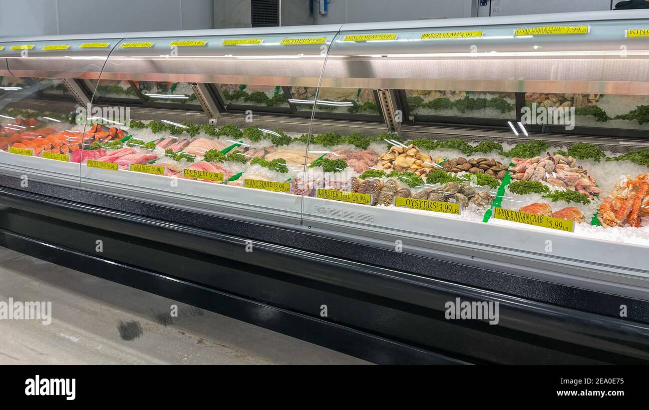 Orlando,FL USA - January 18, 2021: The seafood aisle of a Bravo Market ...