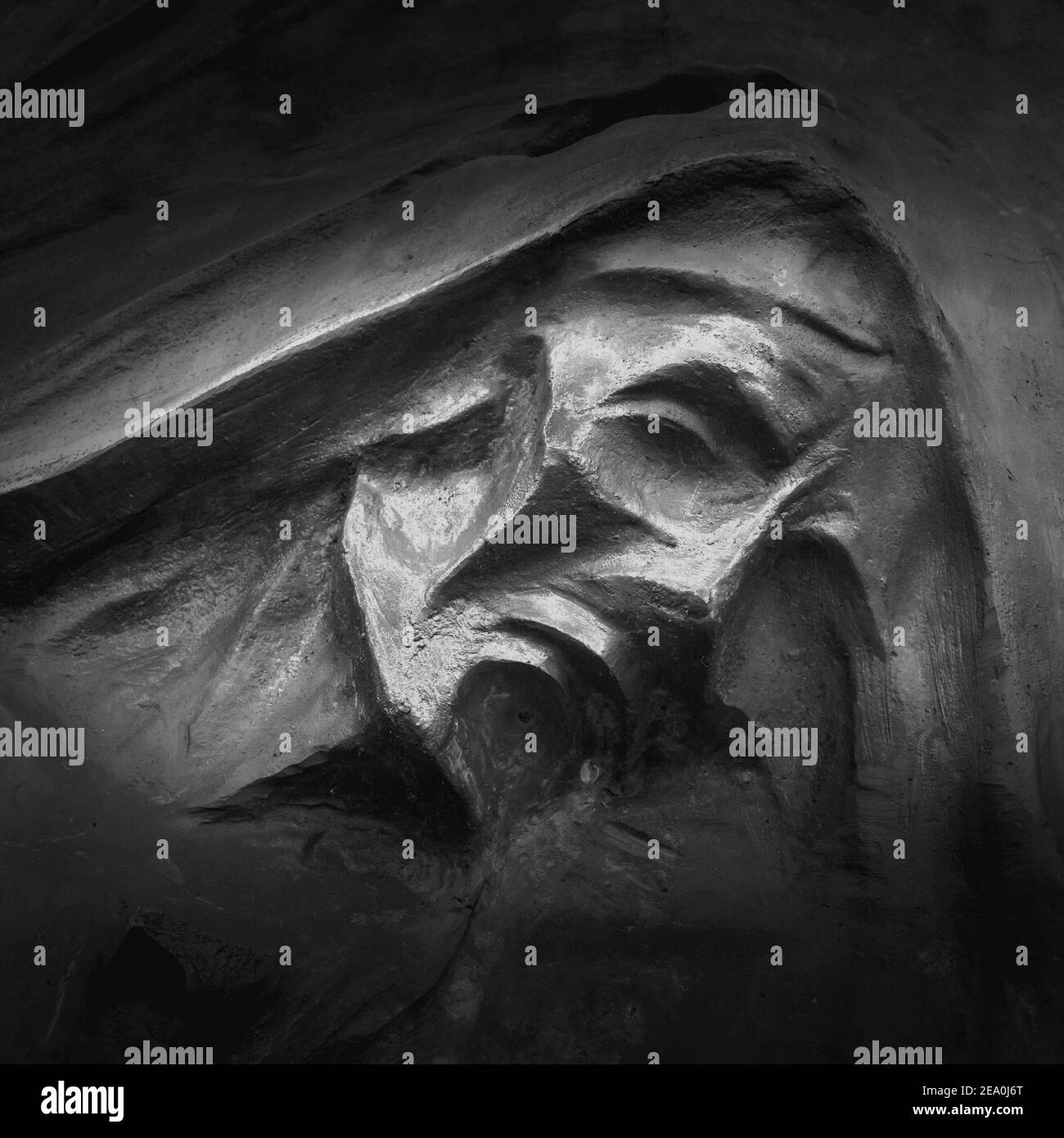Abstract basrelief depicting a skeletal face Stock Photo Alamy