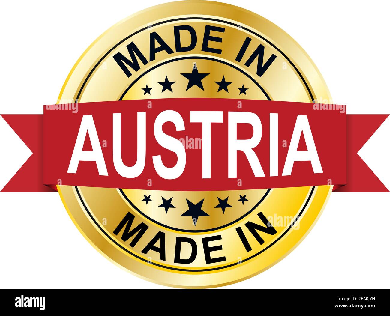 MADE IN AUSTRIA gold stamp award. Vector gold award of MADE IN AUSTRIA