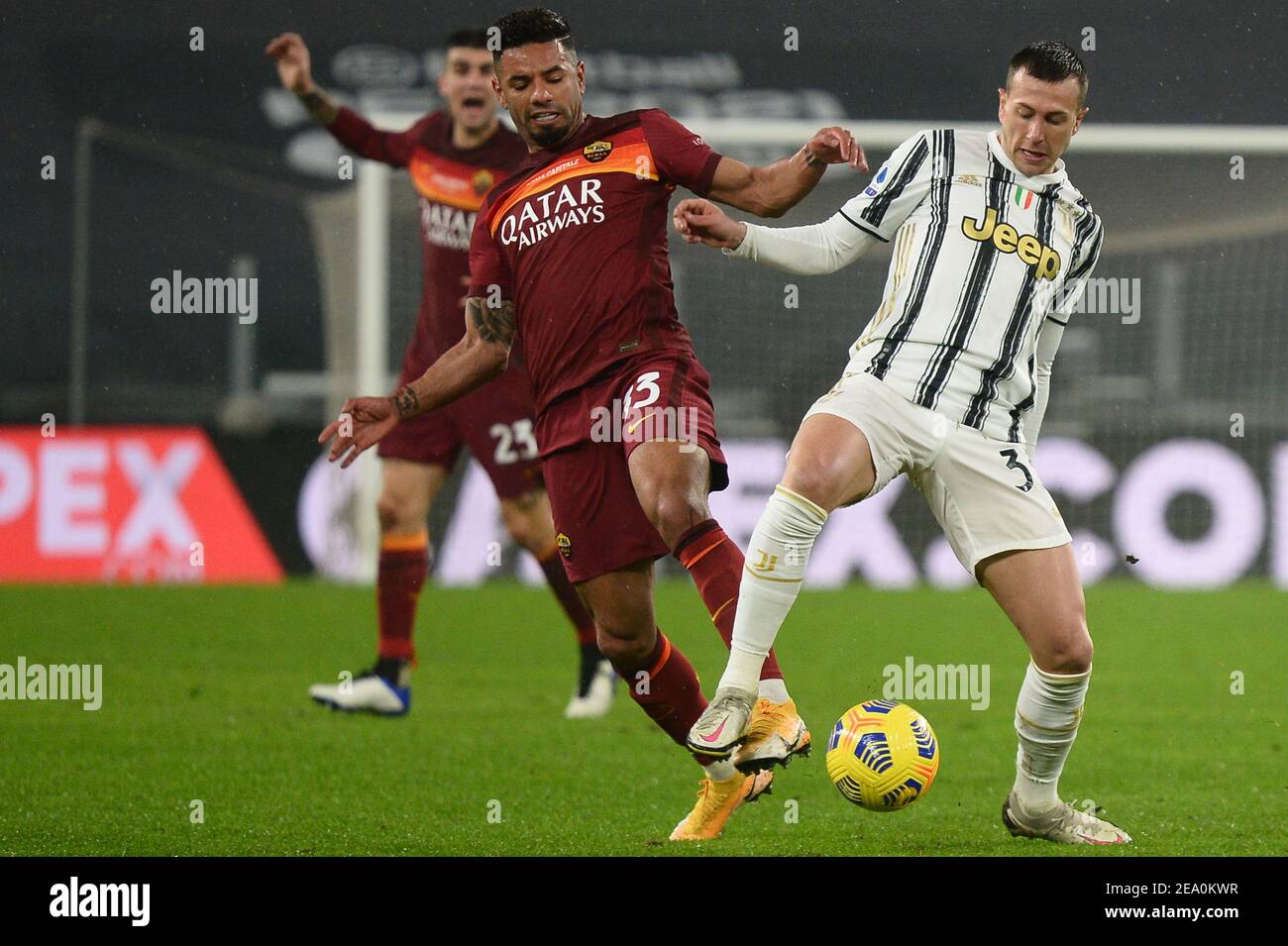 Bruno Peres Of As Roma And Federico Bernardeschi Of Juventus Fcduring The Serie A Football Match Between Juventus And As Roma Sporting Stadiums Aroun Stock Photo Alamy