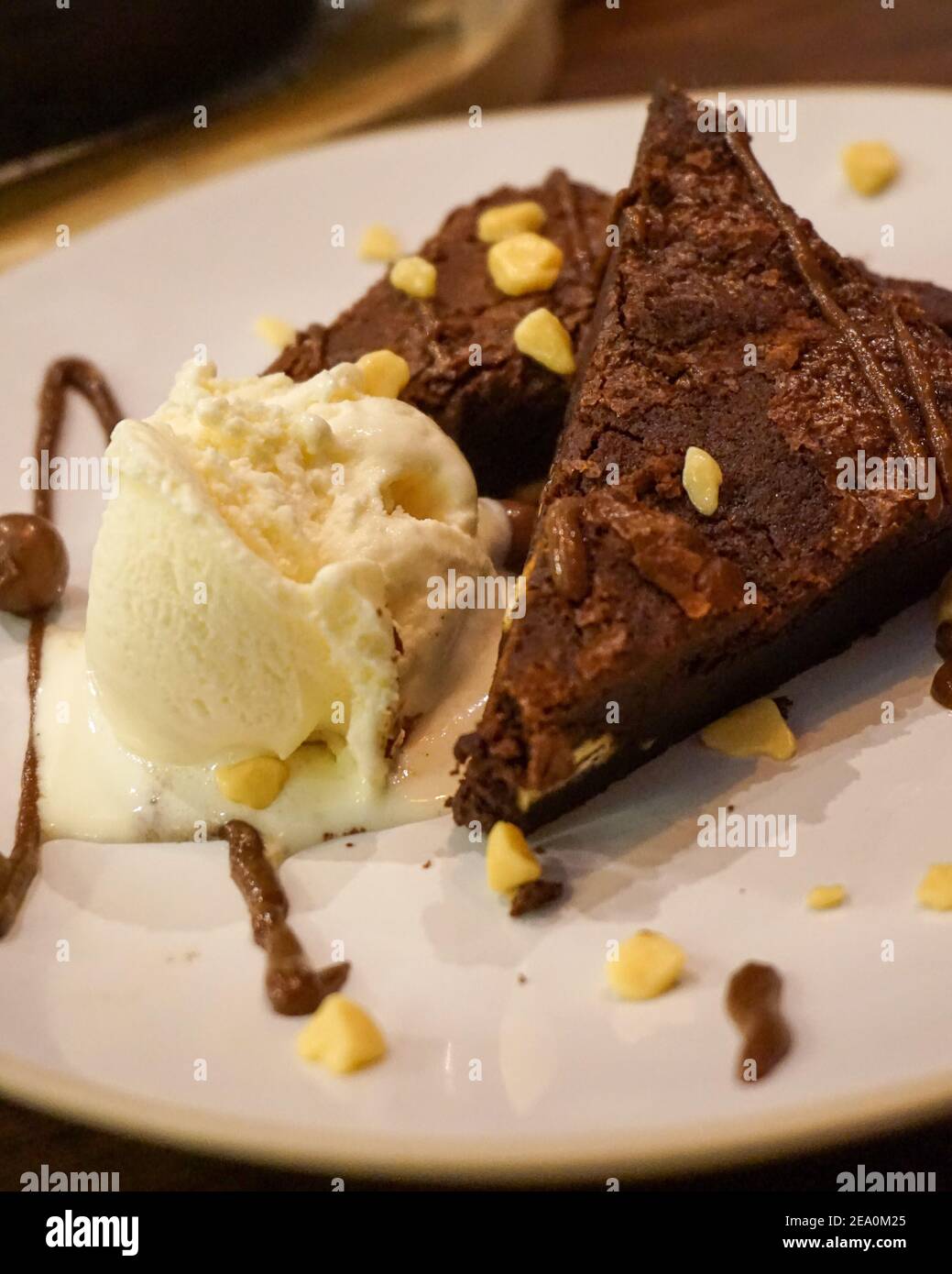 Chocolate brownie dessert with icecream, Bella Italia, Italian food