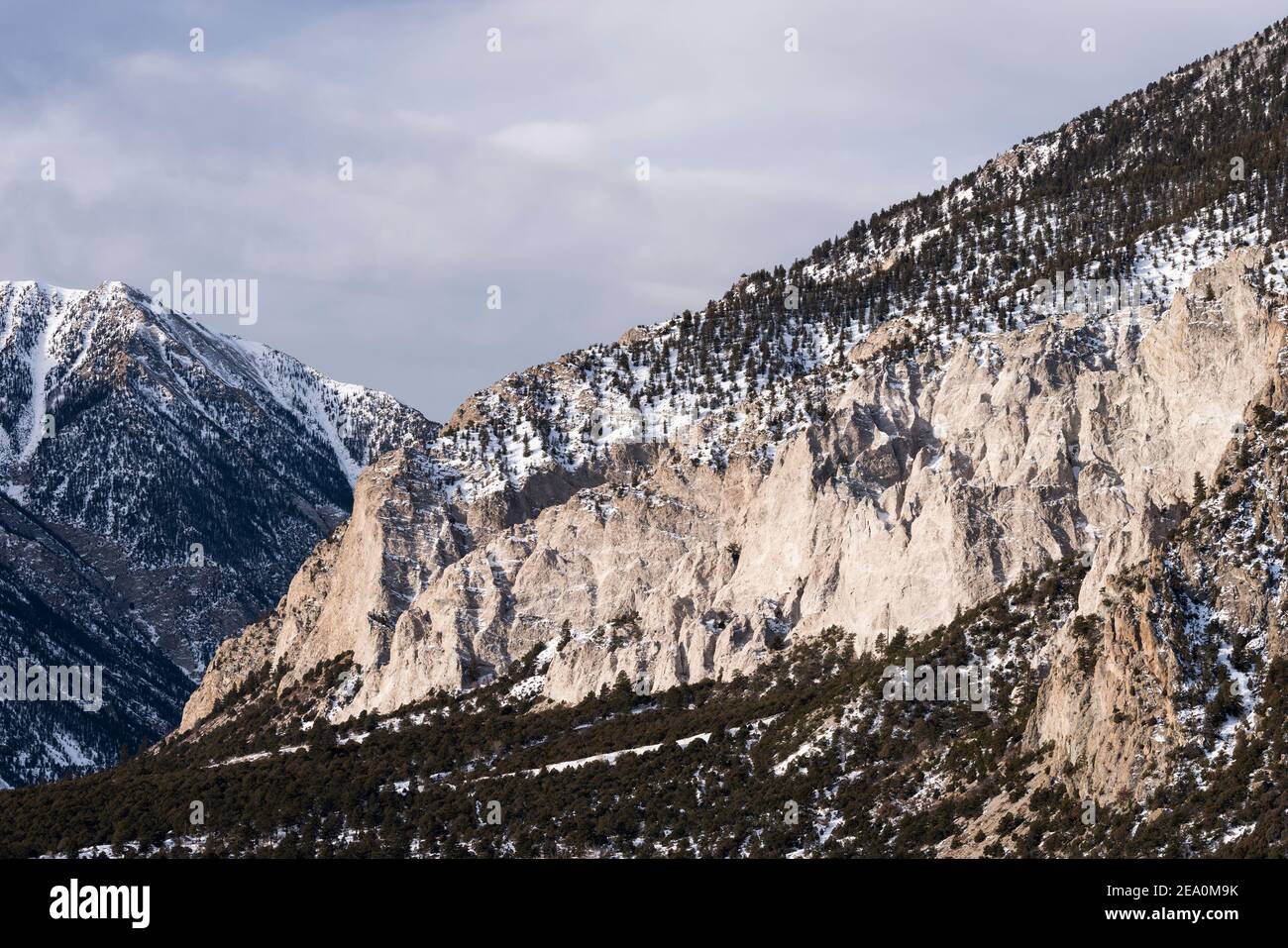 White Chalk Cliffs on shoulder of Mount Princeton, Colorado Stock Photo