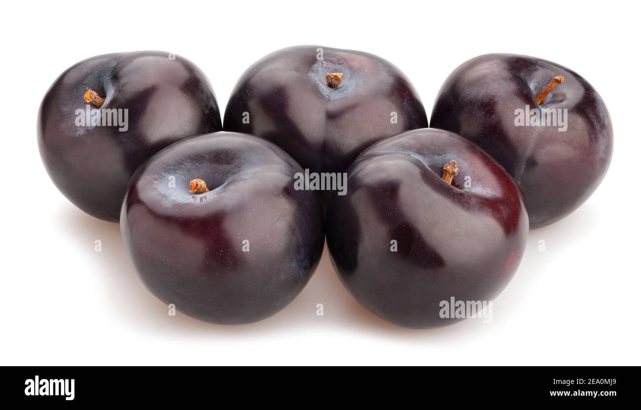 deep red burgundy plum path isolated on white Stock Photo