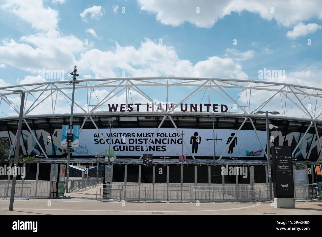 LONDON - 22ND JULY 2020: The London Stadium, home to West Ham United football club. Formerly known as the Olympic Stadium Stock Photo