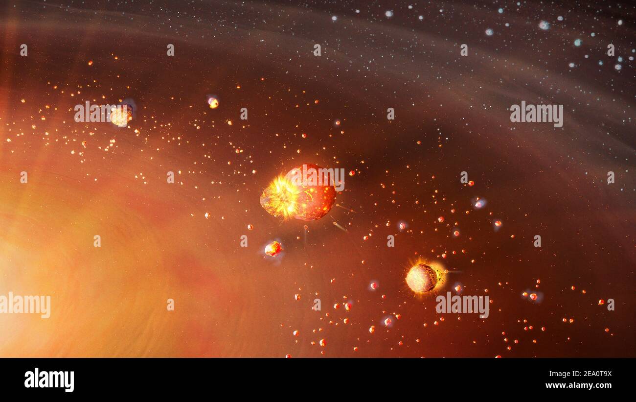 Artwork showing planetary accretion Stock Photo