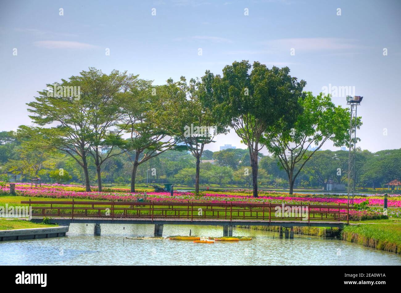 A View of a Beautiful Park on a Sunny Day  (in high dynamic range) Stock Photo