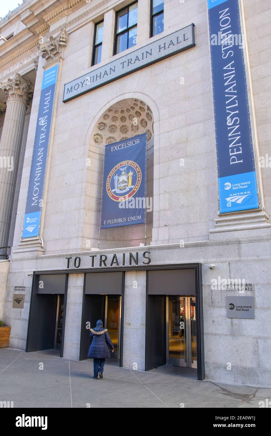 The brand new Moynihan Train Hall at Penn Station, Midtown Manhattan