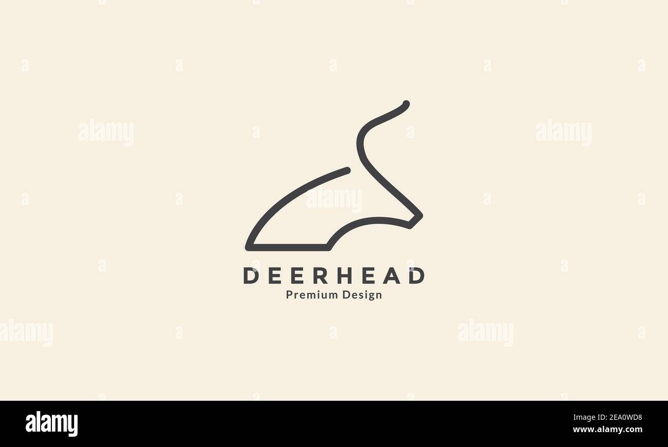 modern line art deer head side logo vector icon symbol graphic design ...
