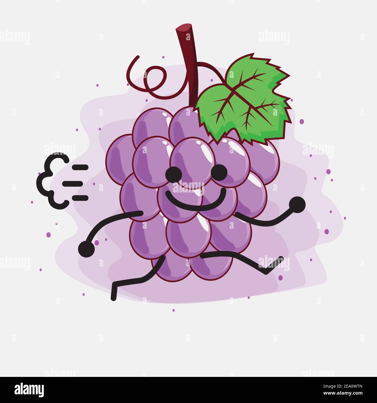 An illustration of Cute Purple Grape fruit Mascot Character Stock ...