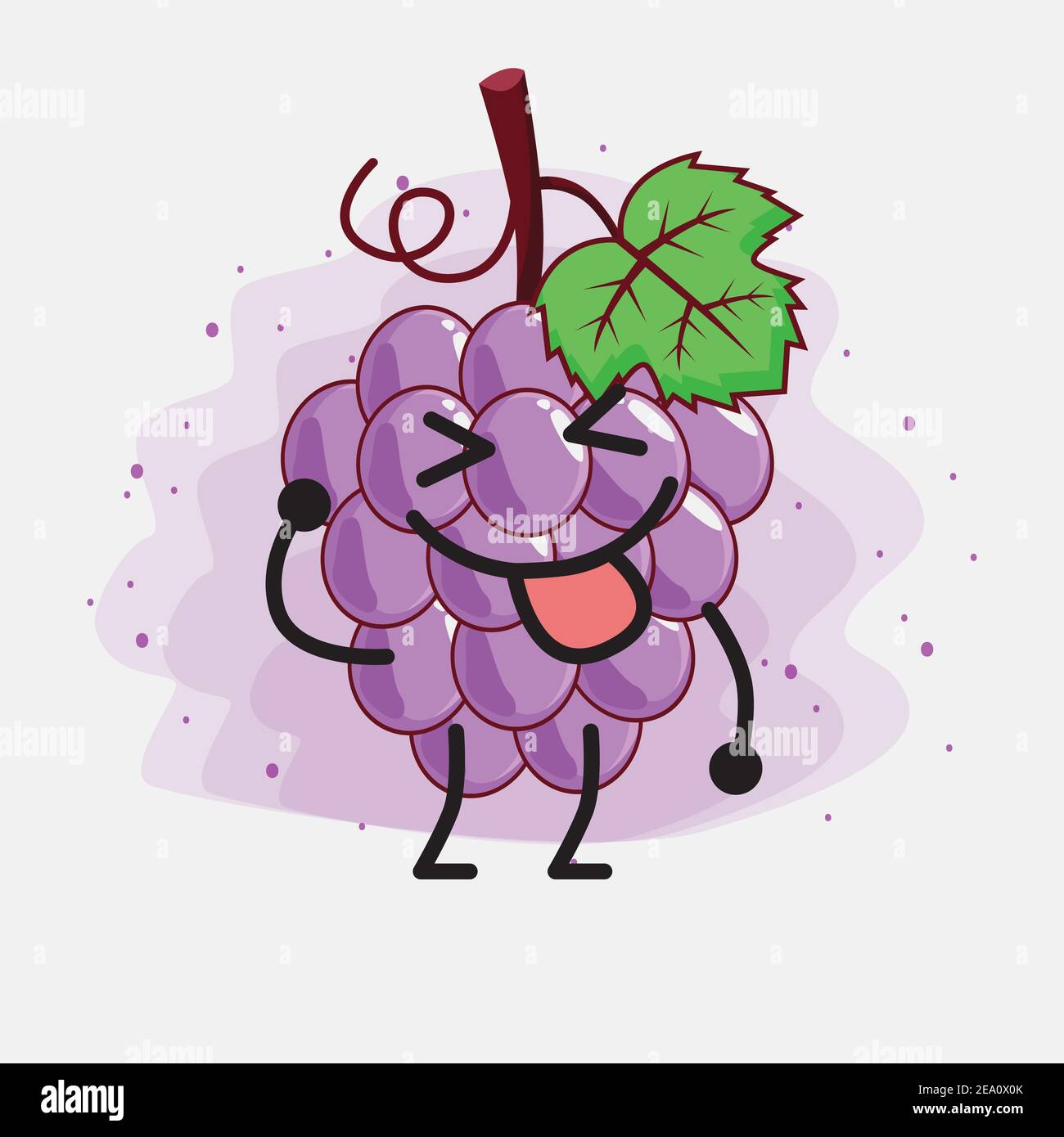 An illustration of Cute Purple Grape fruit Mascot Character Stock ...