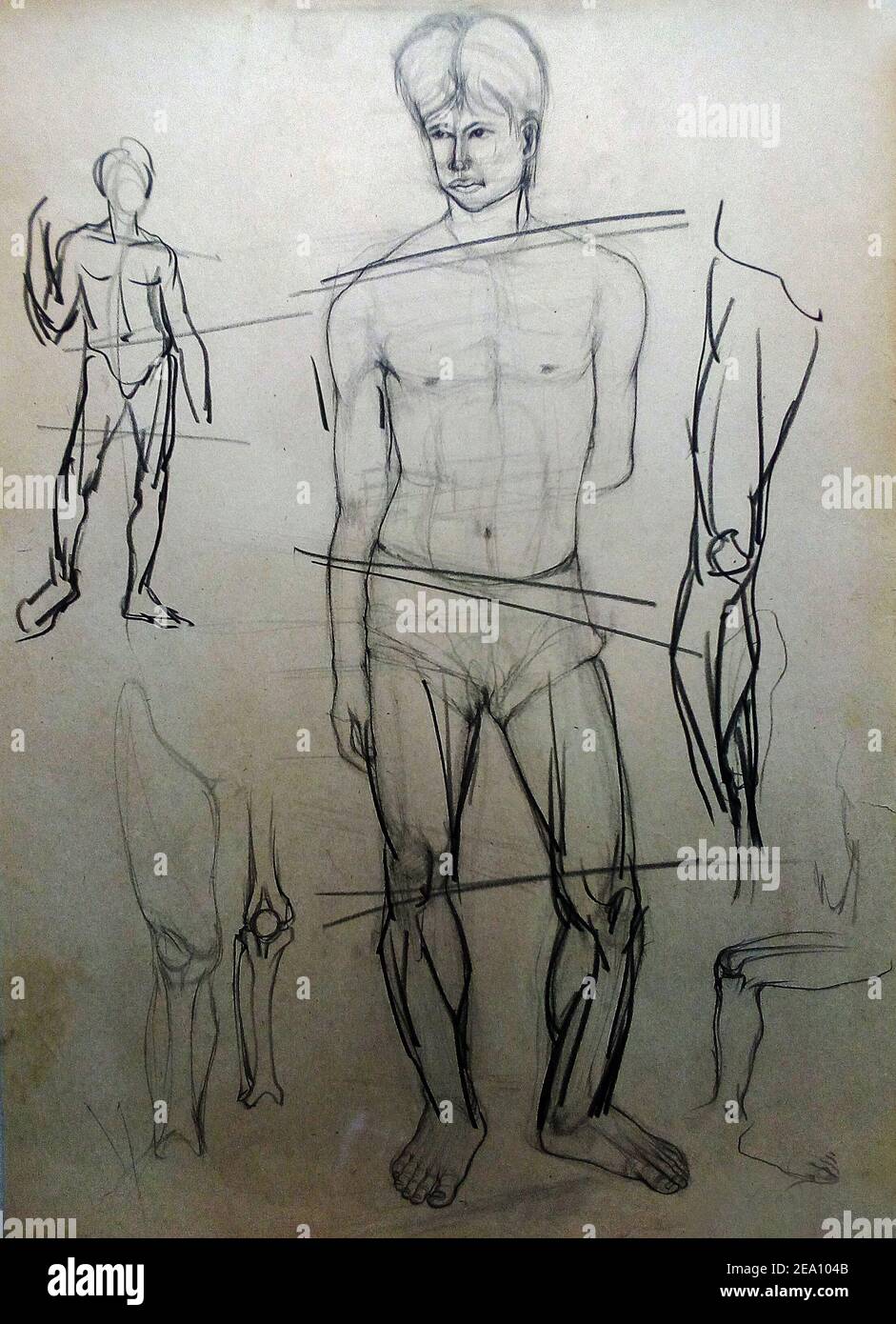 Art ,Drawing ,Fine art ,quick ,Structure, Sketch ,Muscle, man Stock Photo