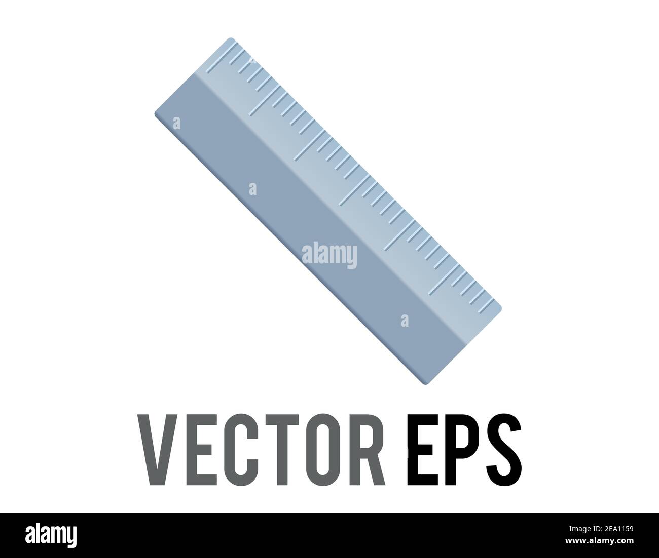 The isolated vector silver metal straight ruler icon, as used to draw lines and measure distance, used for content concerning schooling, building and Stock Vector