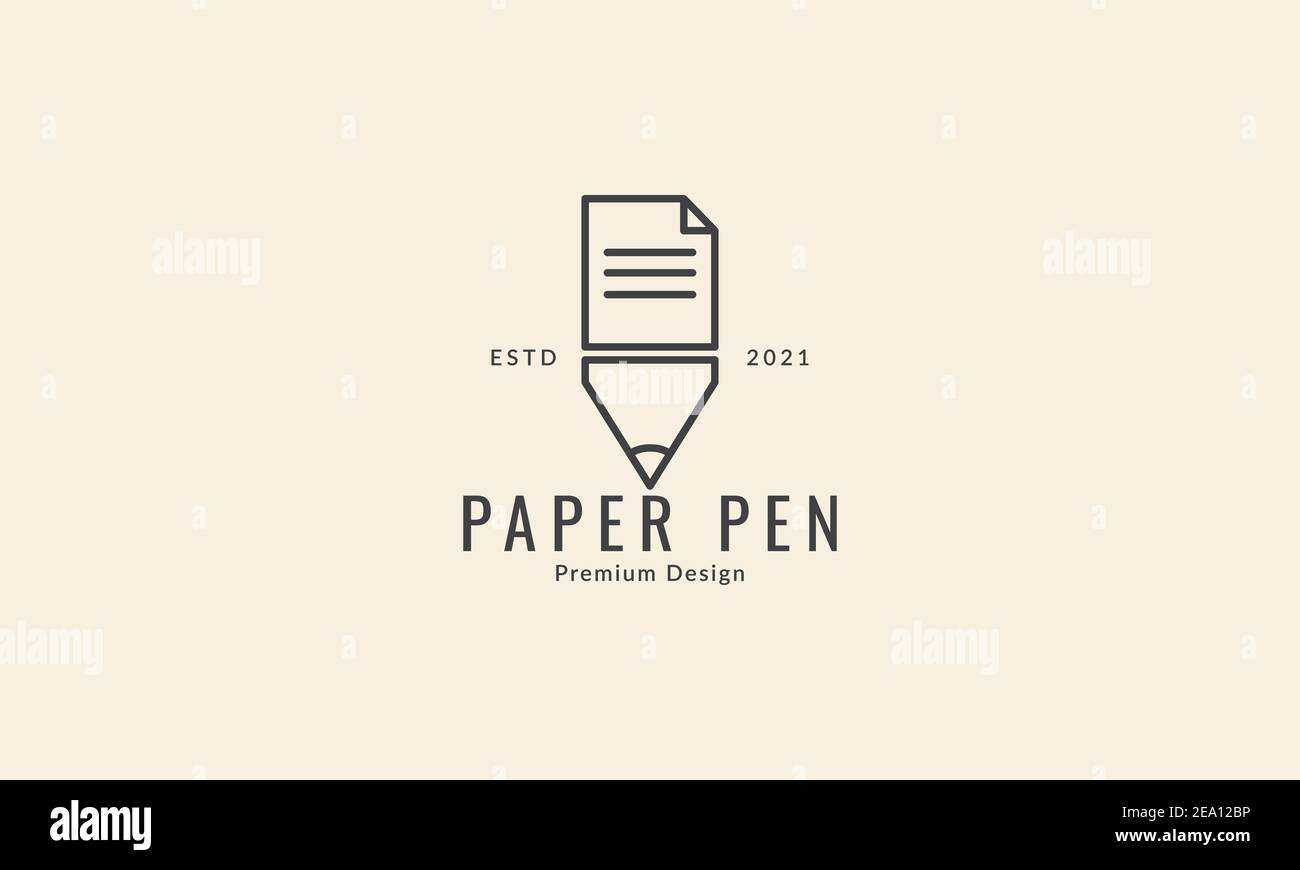 pencil with page paper line logo vector icon symbol design graphic ...