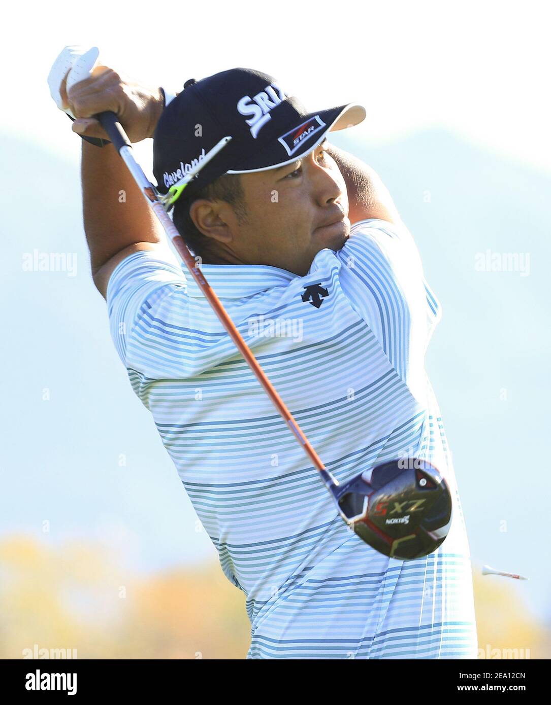Hideki Matsuyama of Japan hits off the 10th tee during the third round of the Phoenix Open at TPC Scottsdale in Scottsdale, Arizona, on Feb. 6, 2021. (Kyodo)==Kyodo Photo via Credit: Newscom/Alamy Live News Stock Photo