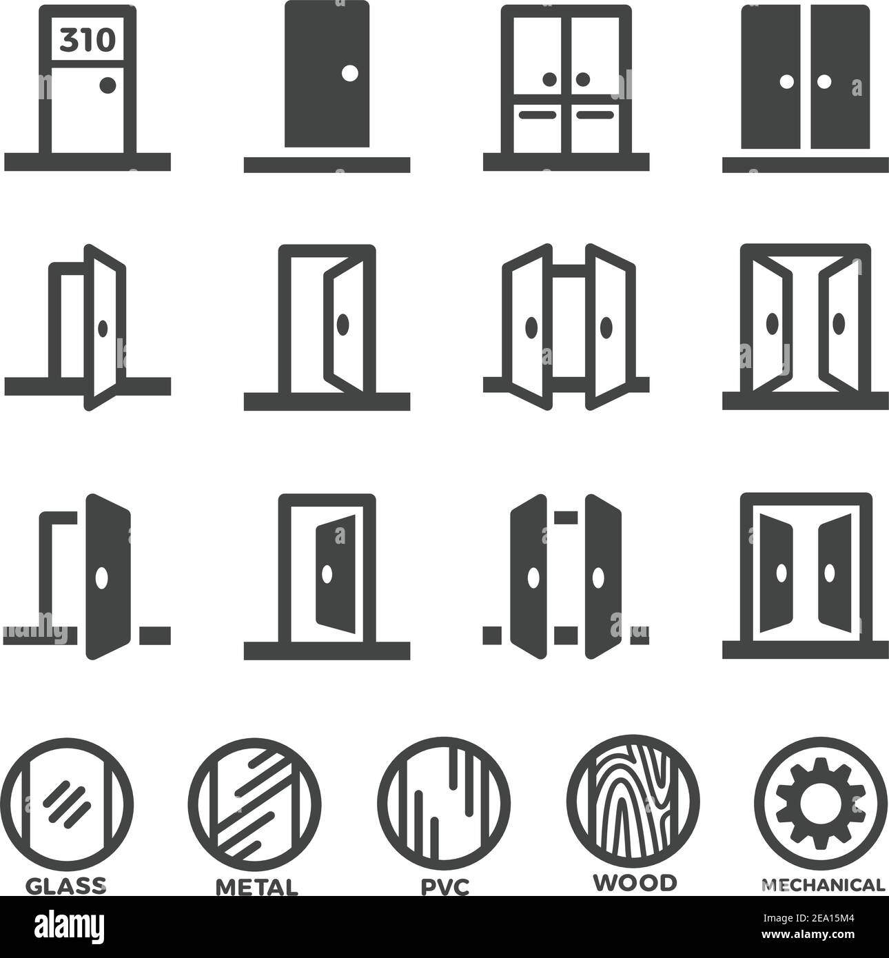 door icon set,vector and illustration Stock Vector