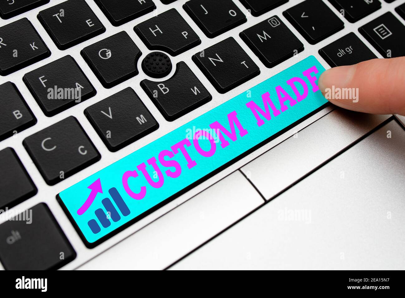 Handwriting text Custom Made. Conceptual photo something is done to order for particular customer organization Different Colored PC keyboard key With Stock Photo