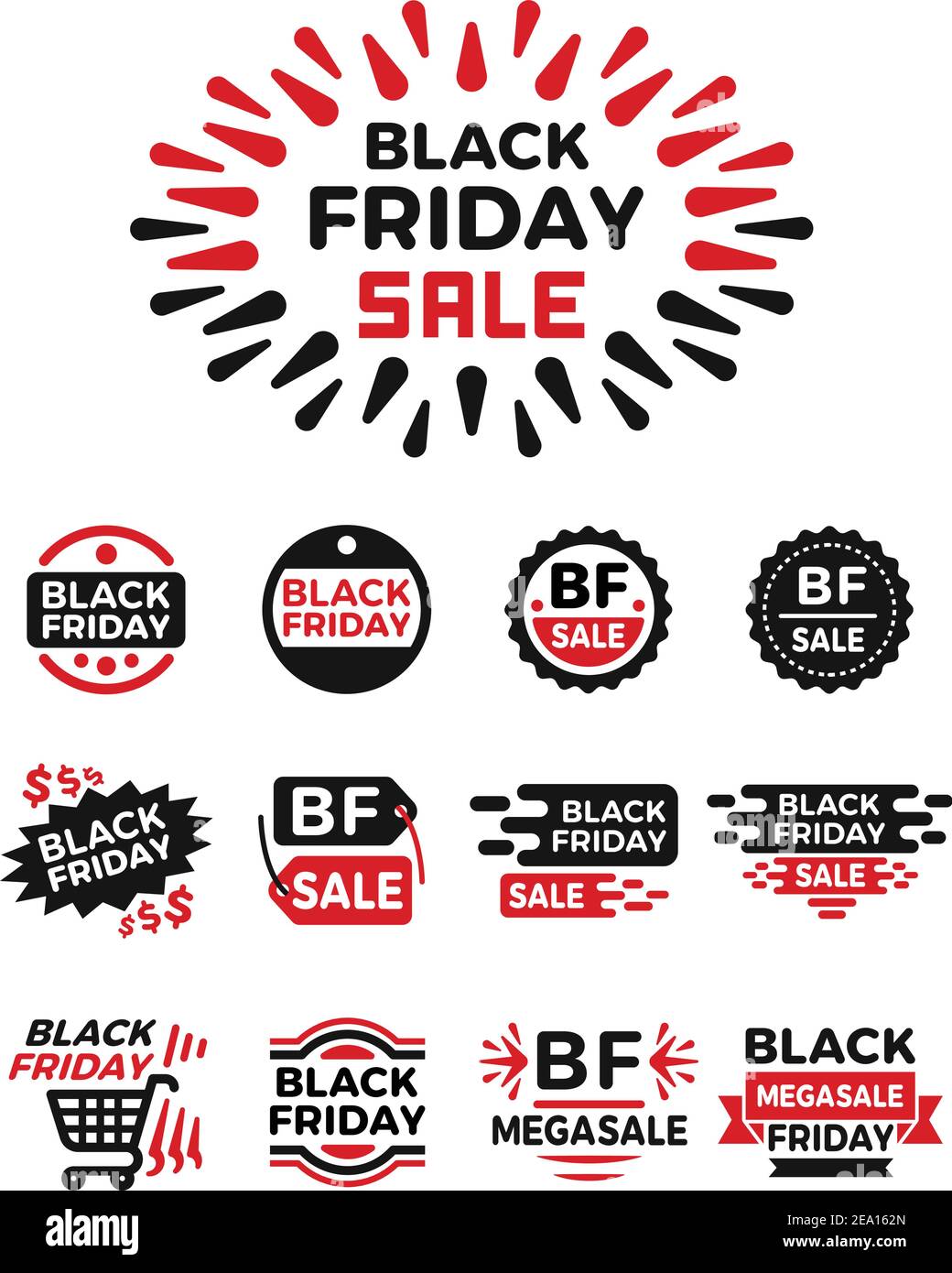 black friday banner set,icon set,vector and illustration Stock Vector