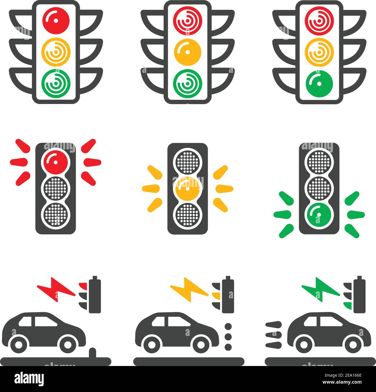 traffic light icon set Stock Vector