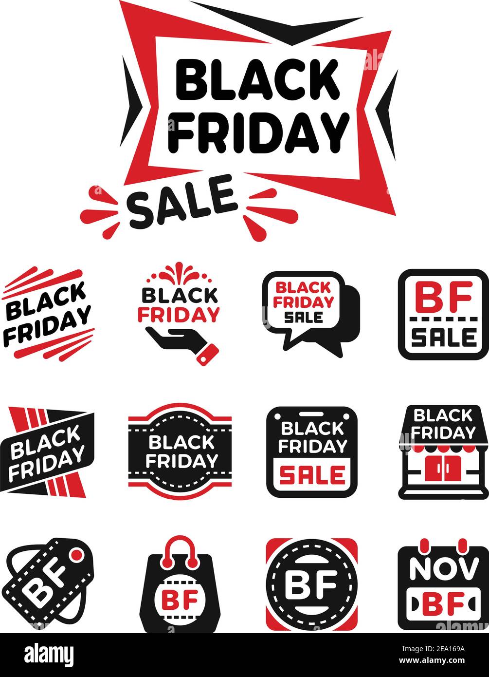black friday banner set,icon set,vector and illustration Stock Vector